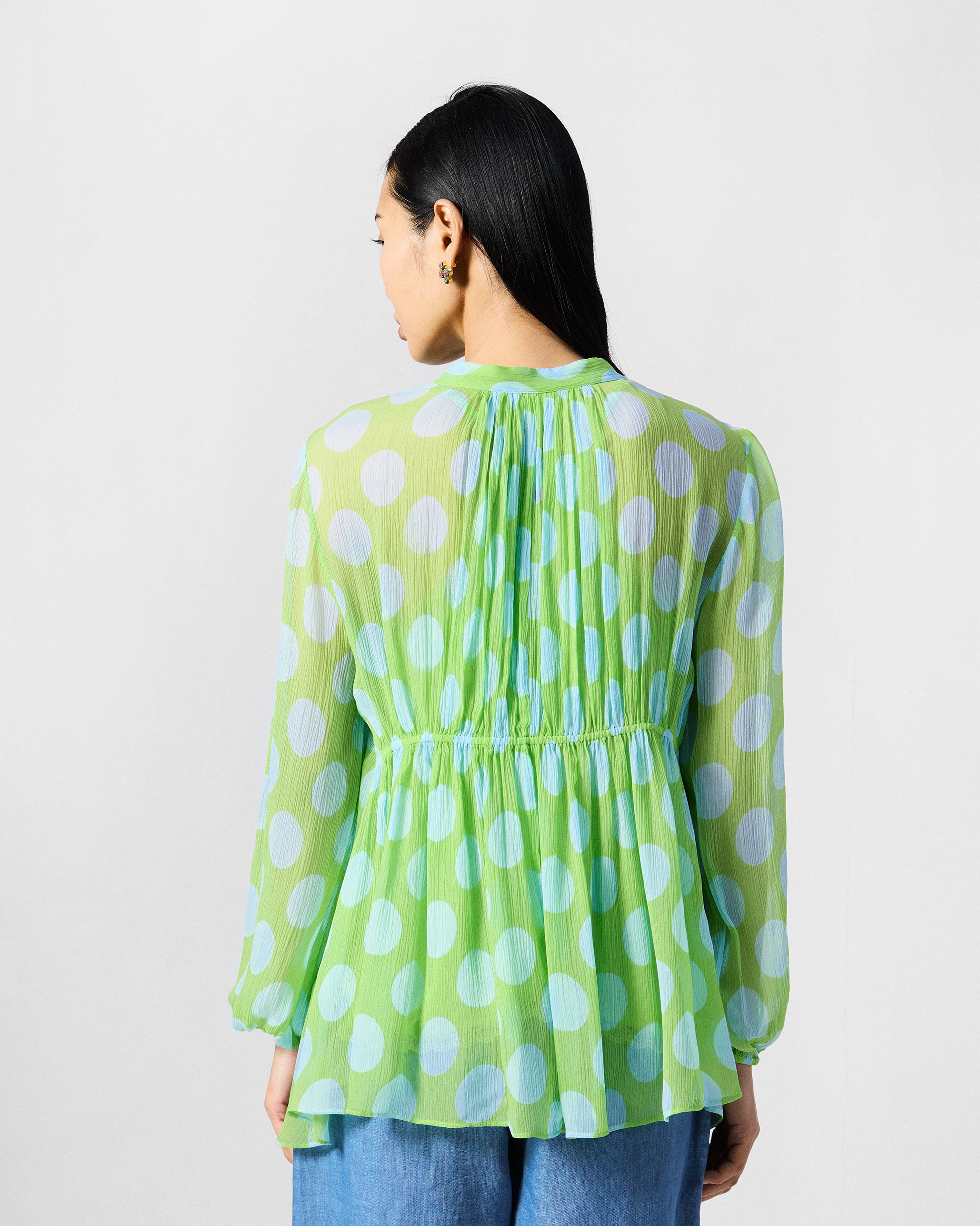 Jora Top with Slip - Green & Blue Printed