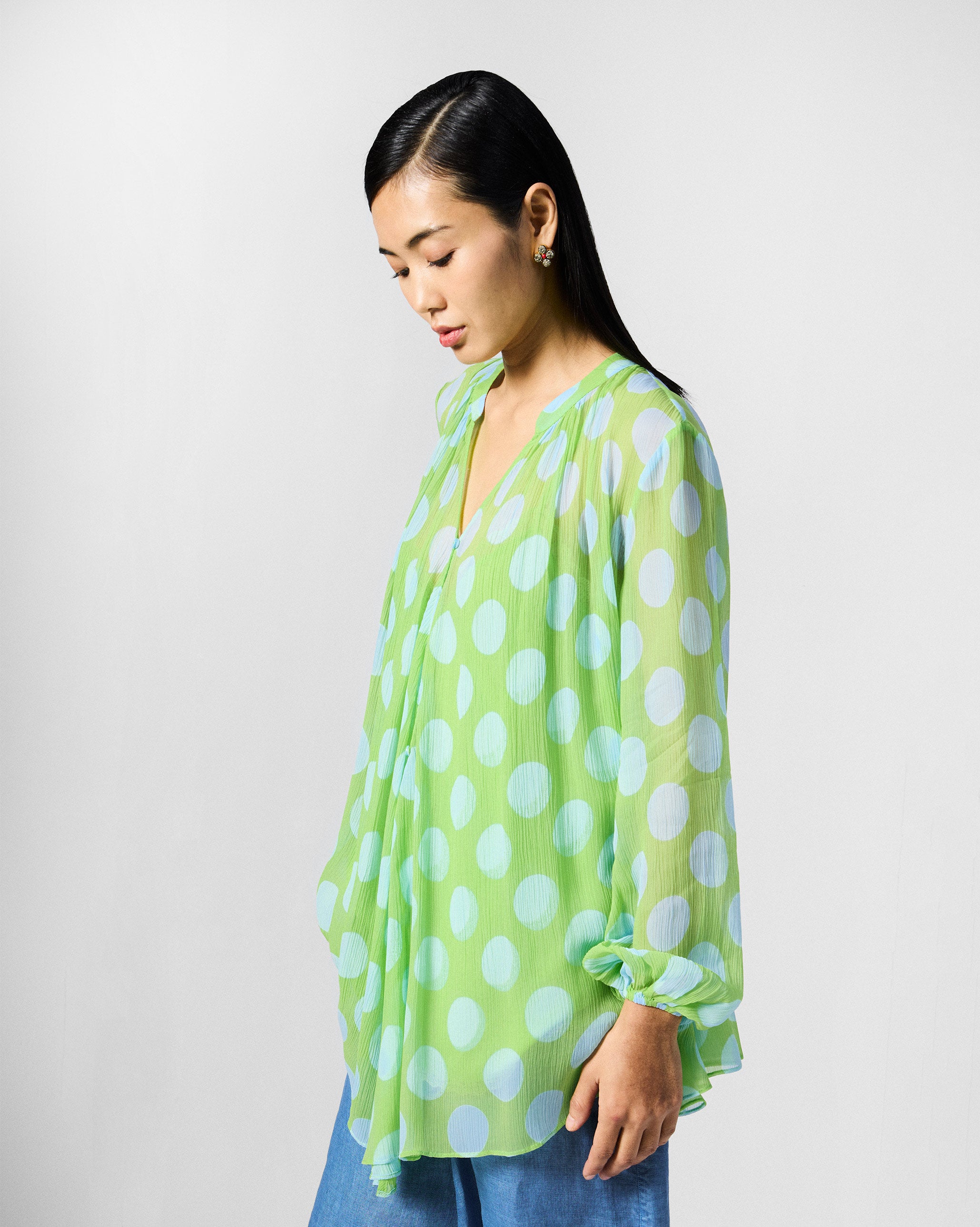 Jora Top with Slip - Green & Blue Printed