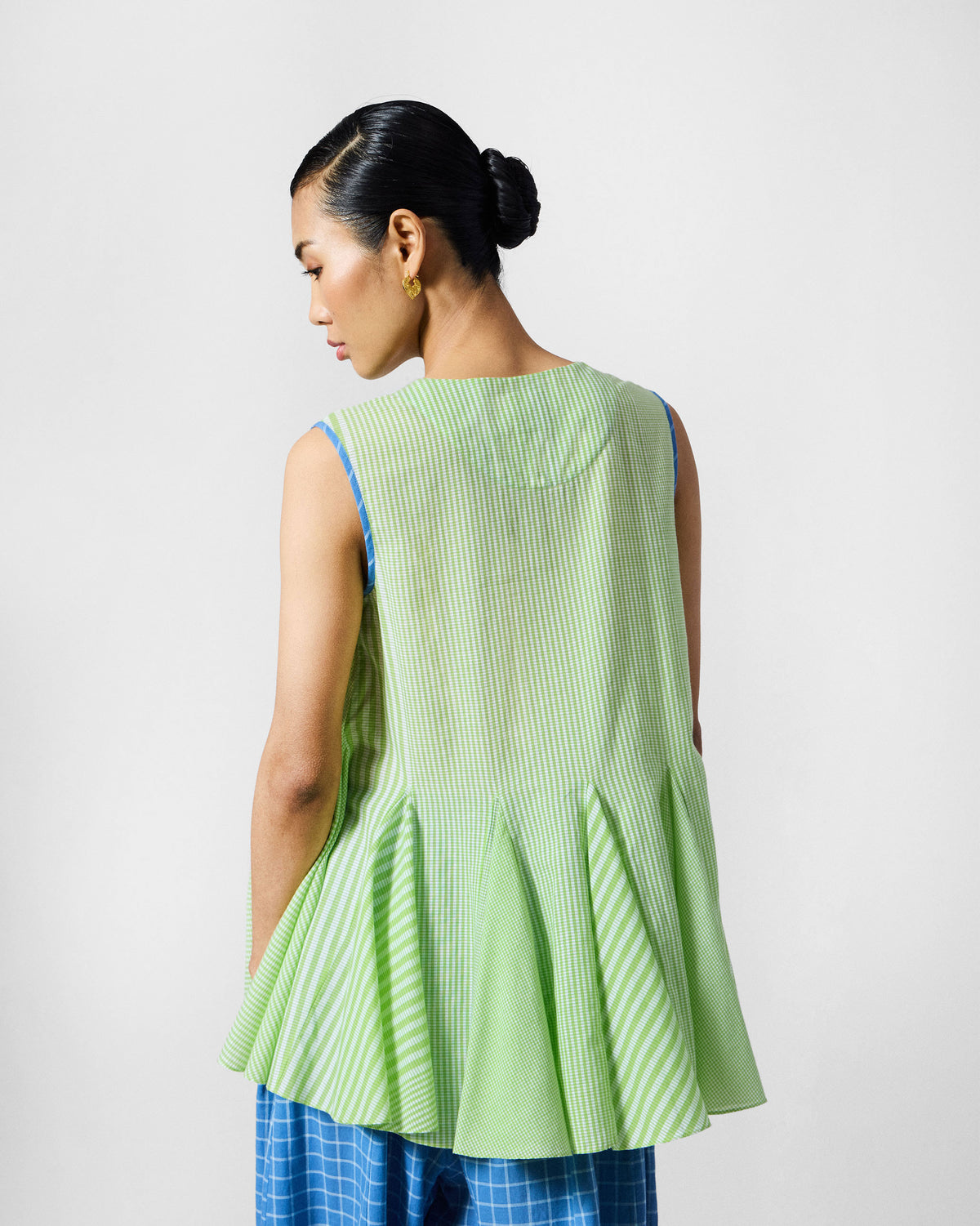 Ayra Top - Green & White Checks