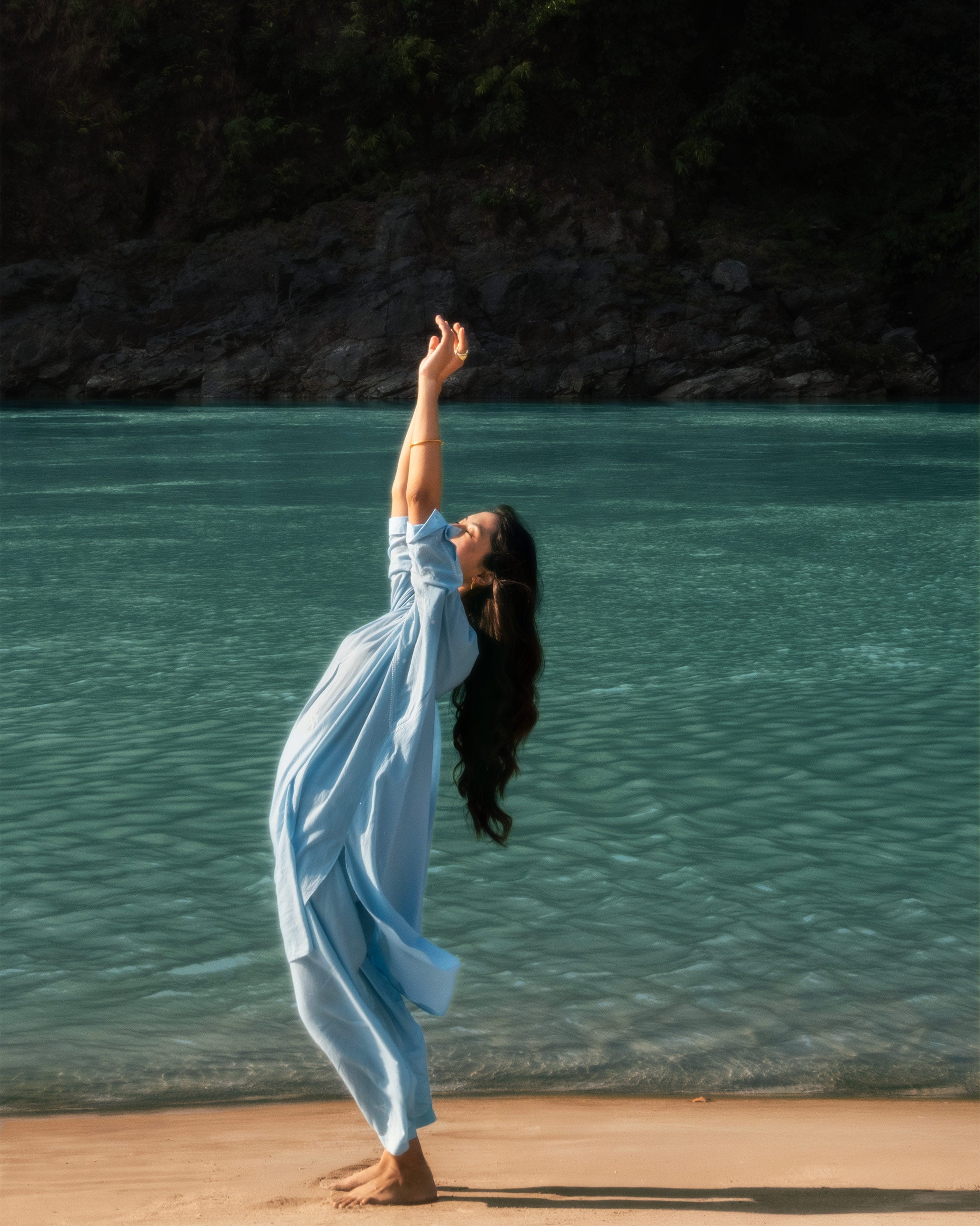 Lazy Sunday Tunic - Ice Blue Embroidered