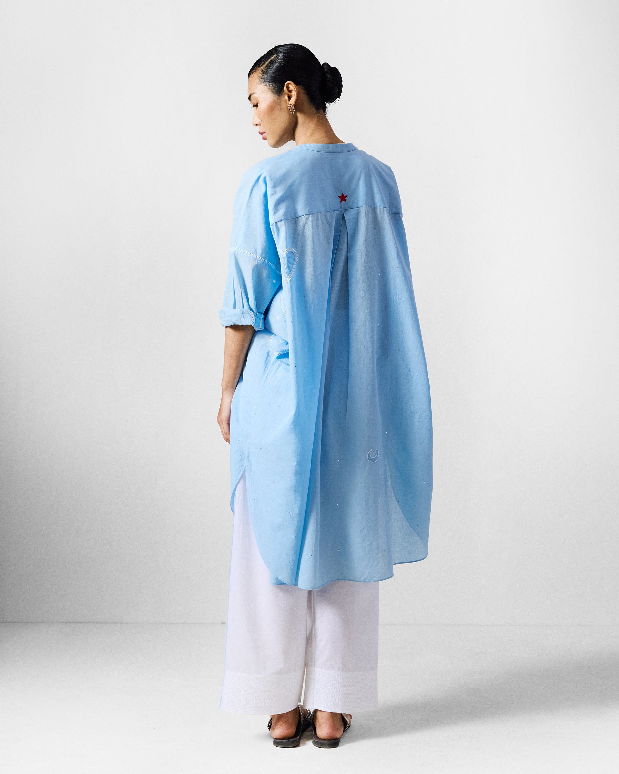 Lazy Sunday Tunic - Ice Blue Embroidered