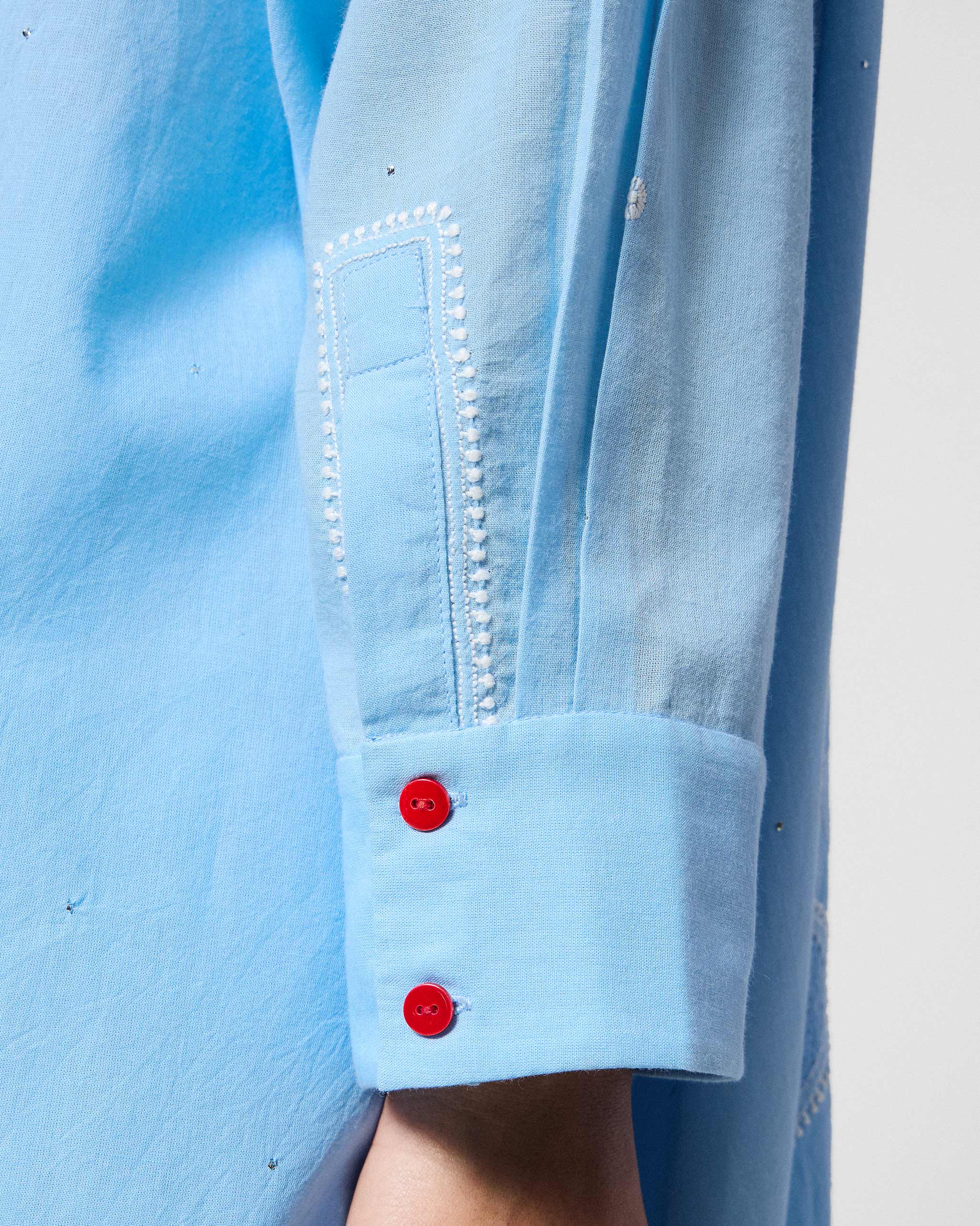 Lazy Sunday Tunic - Ice Blue Embroidered