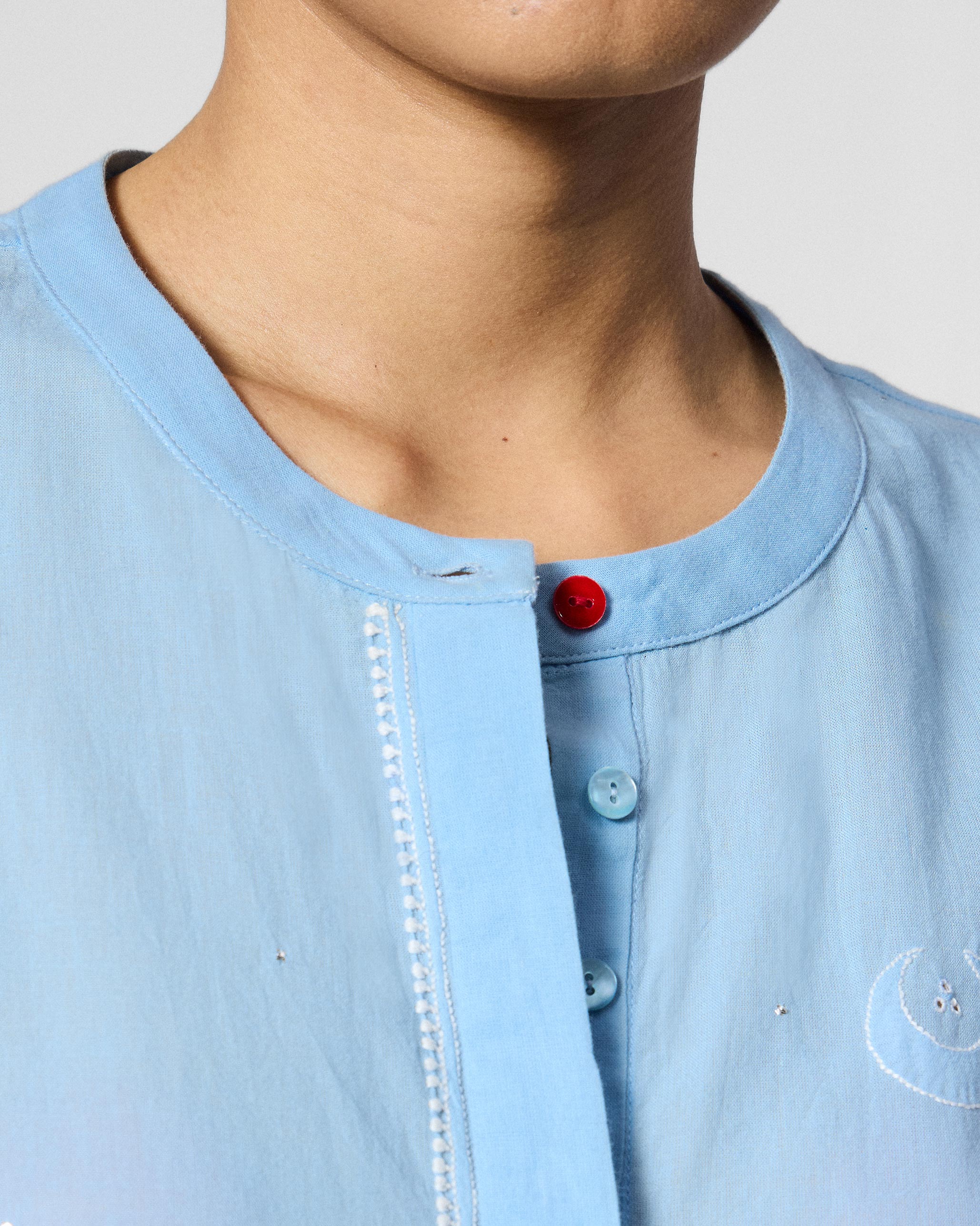 Lazy Sunday Tunic - Ice Blue Embroidered