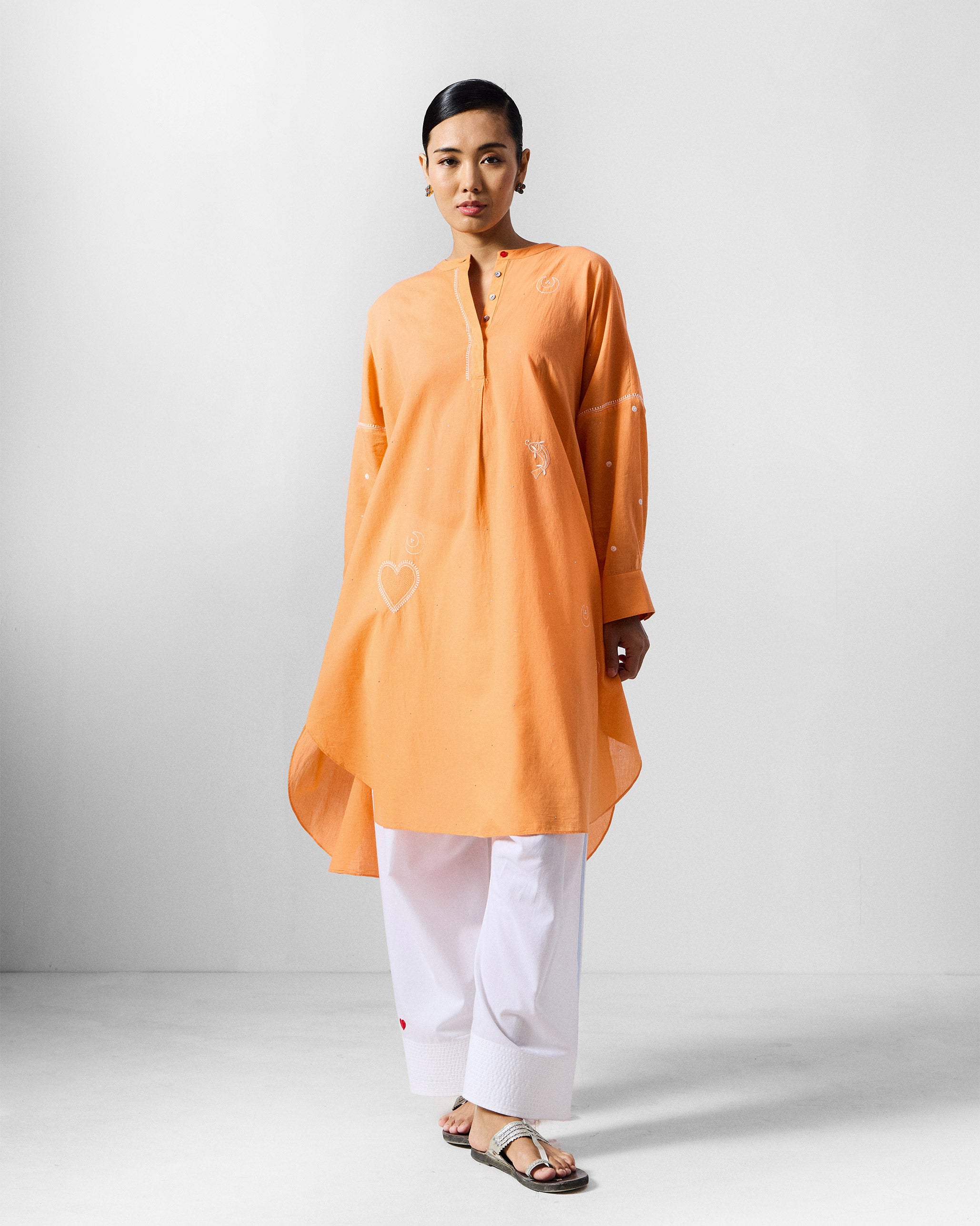 Lazy Sunday Tunic - Orange Embroidered