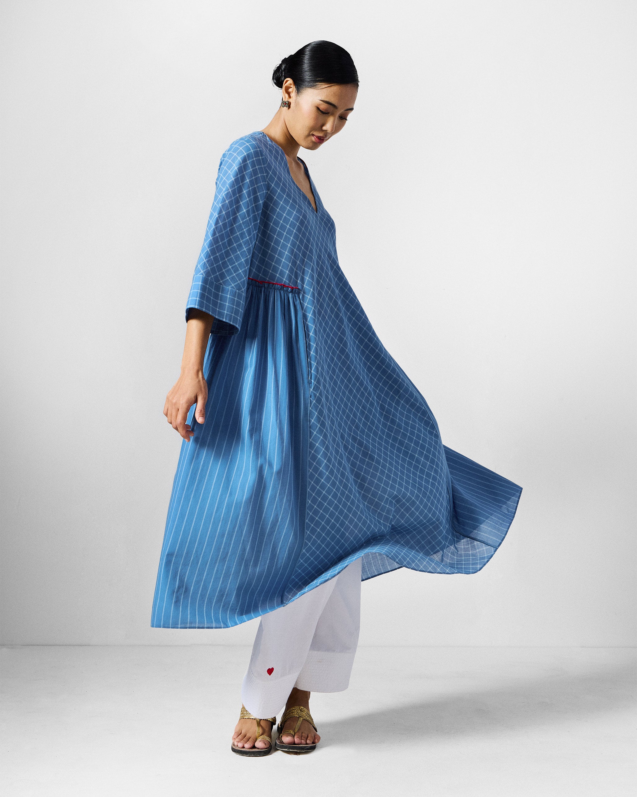 Giri Kurta - Blue & White Checks