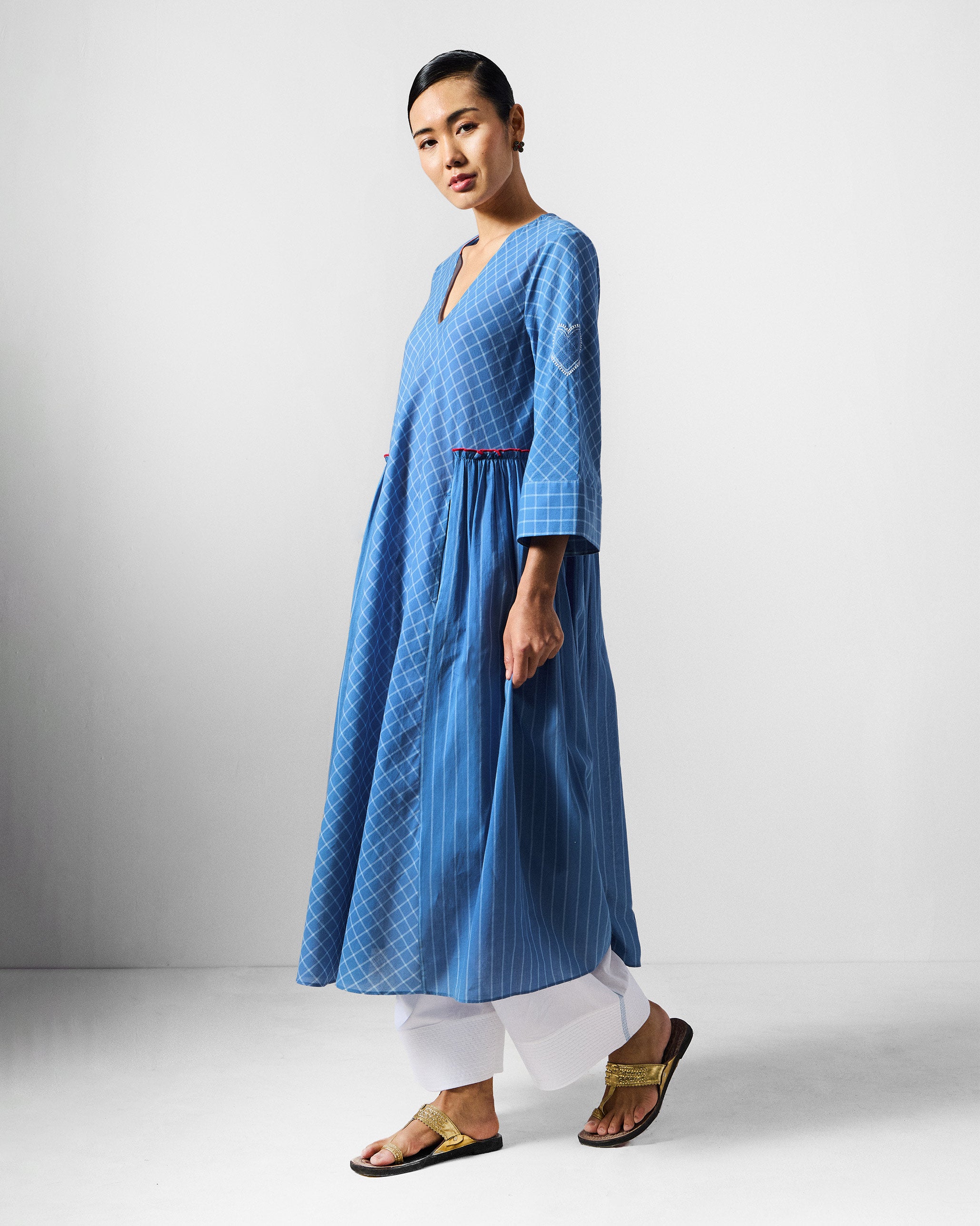 Giri Kurta - Blue & White Checks