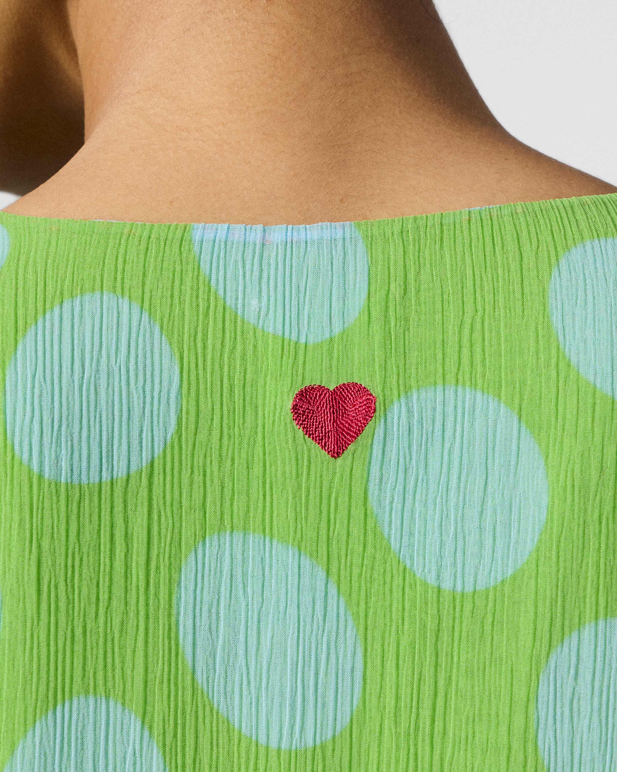 Pleated Bell Sleeve Kurta - Green & Blue Printed