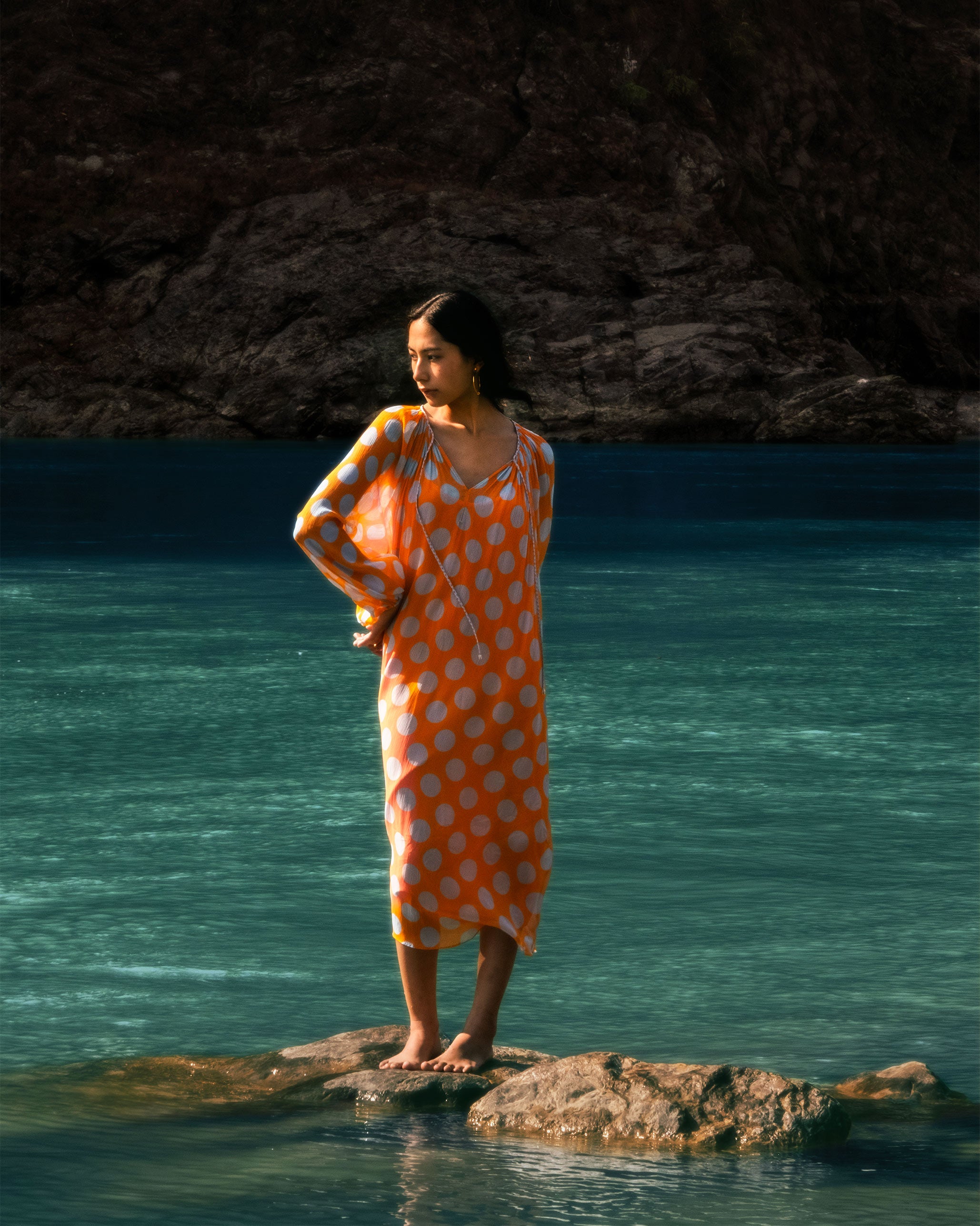 Sara Kaftan - Orange & Ice Printed
