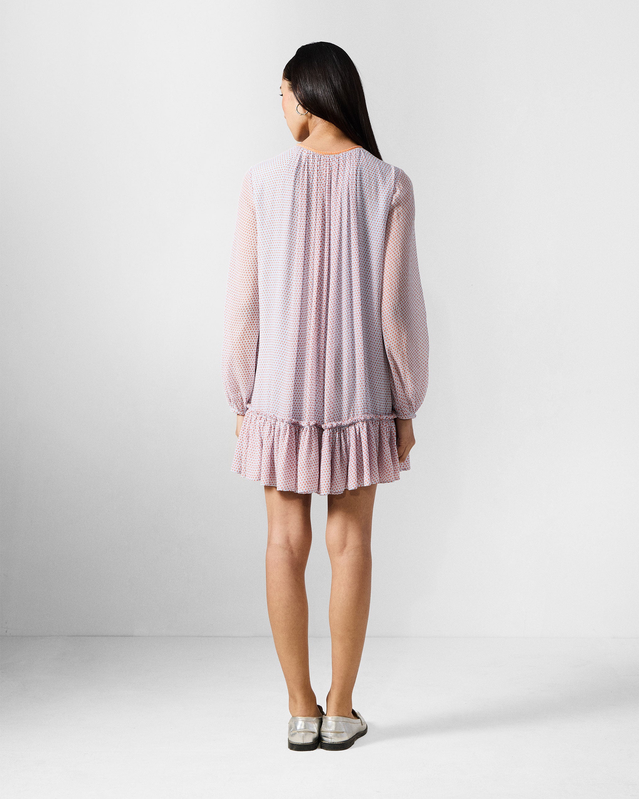 Siya Dress - Blue & Orange Printed