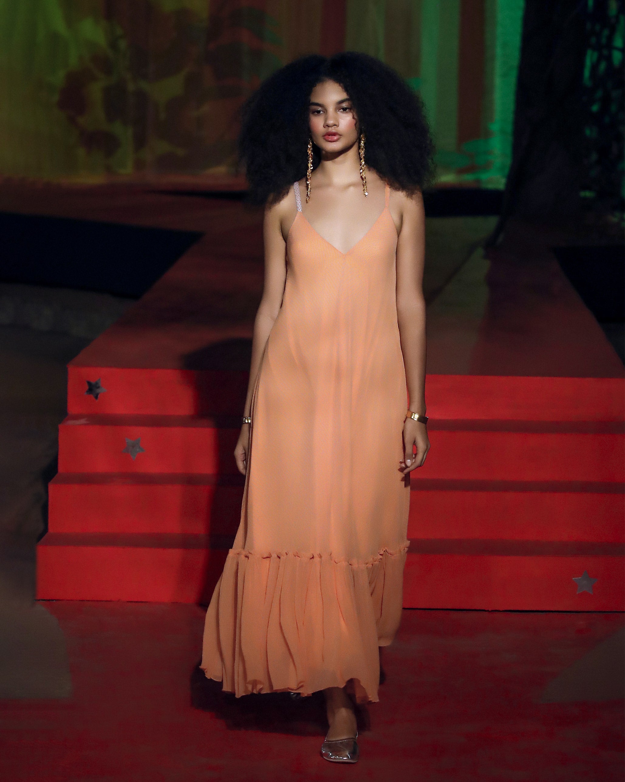 Luma Dress - Orange & Ice Blue Printed