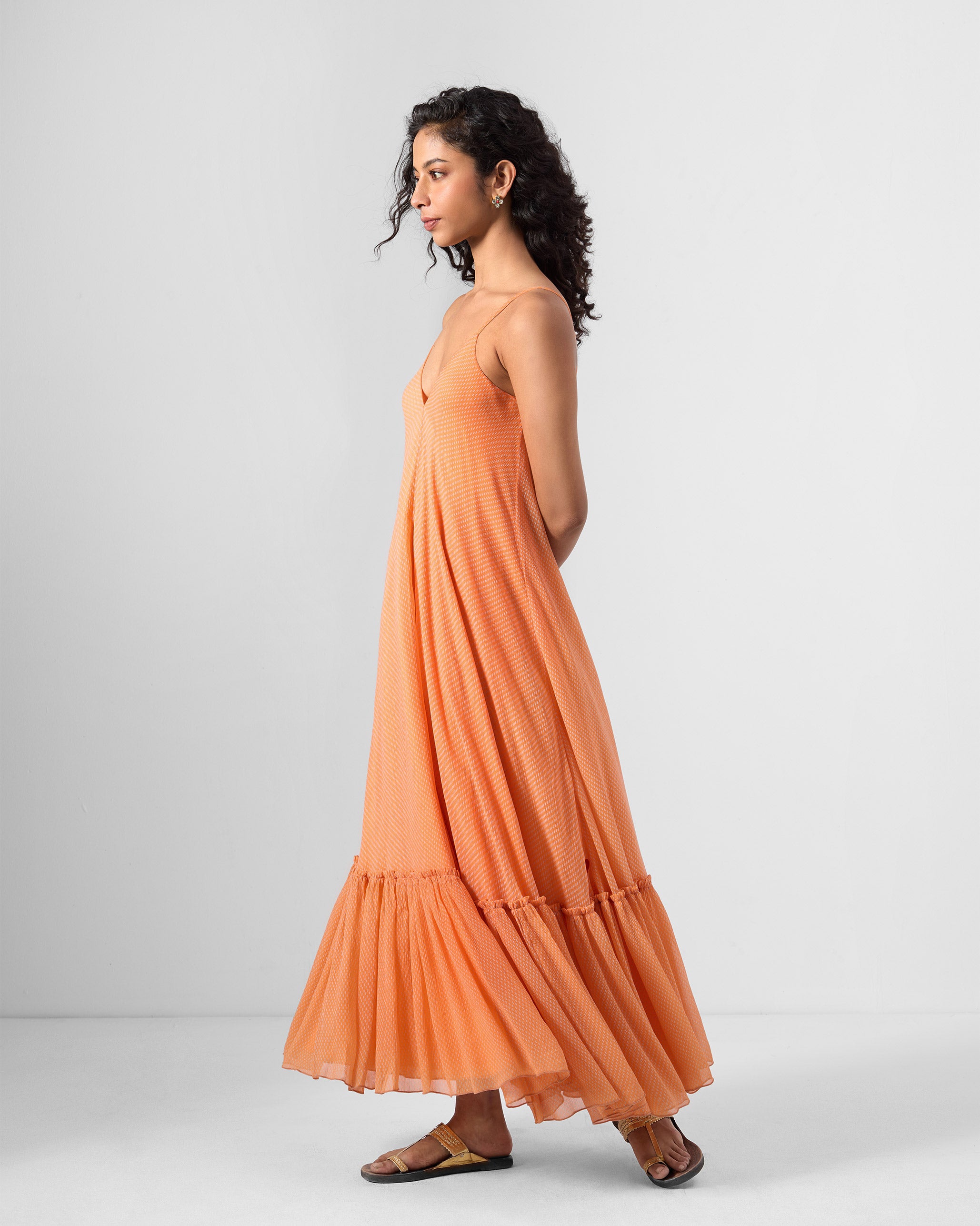 Luma Dress - Orange & Ice Blue Printed