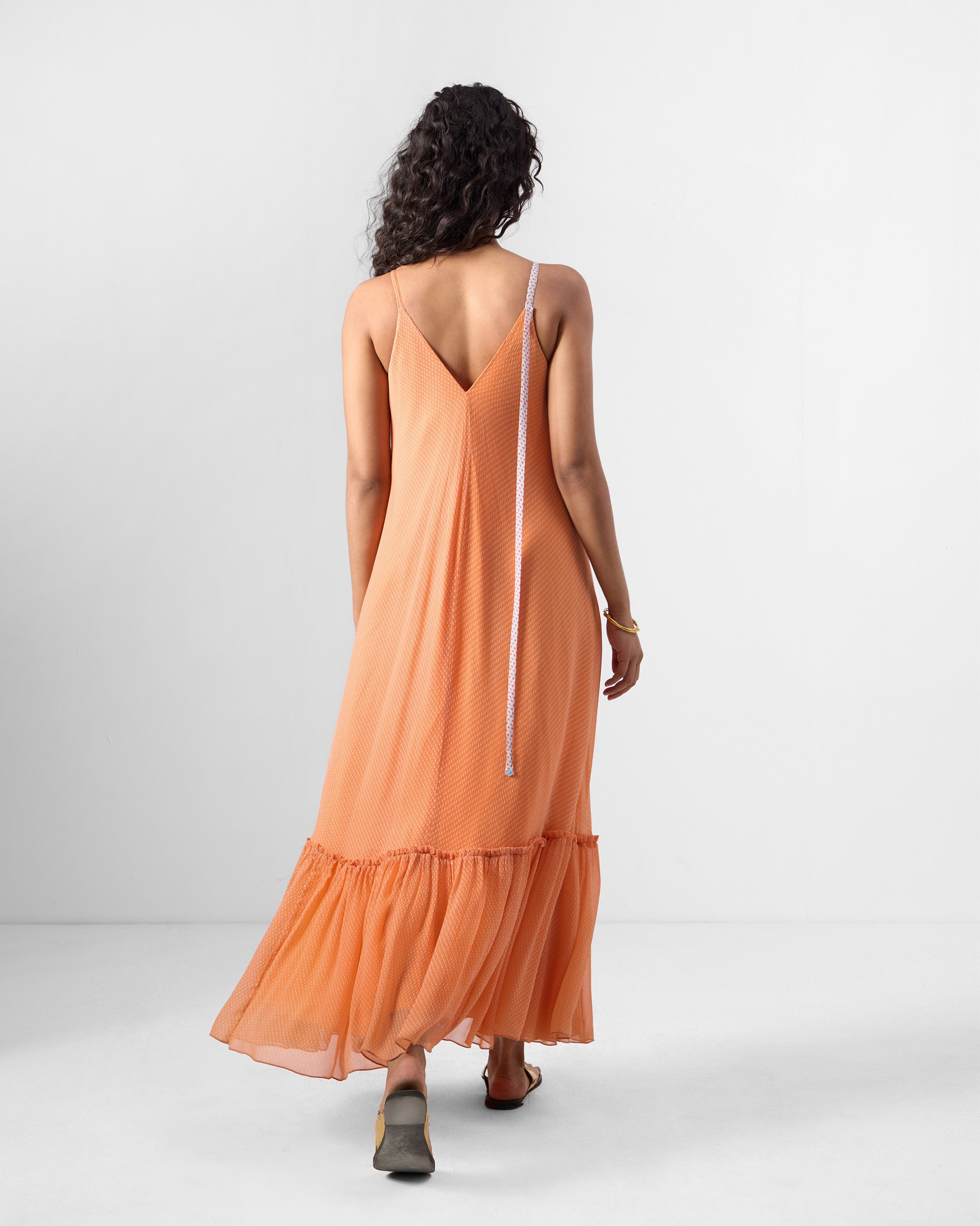 Luma Dress - Orange & Ice Blue Printed