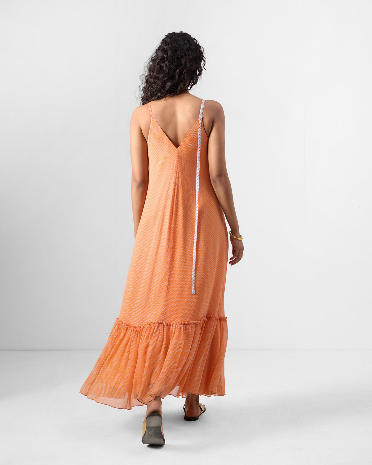 Luma Dress - Orange & Ice Blue Printed