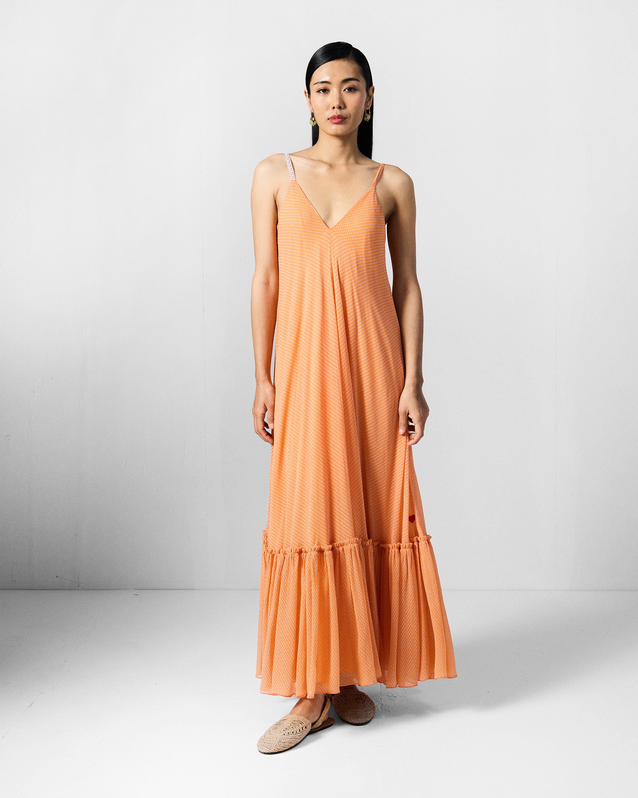 Luma Dress - Orange & Ice Blue Printed