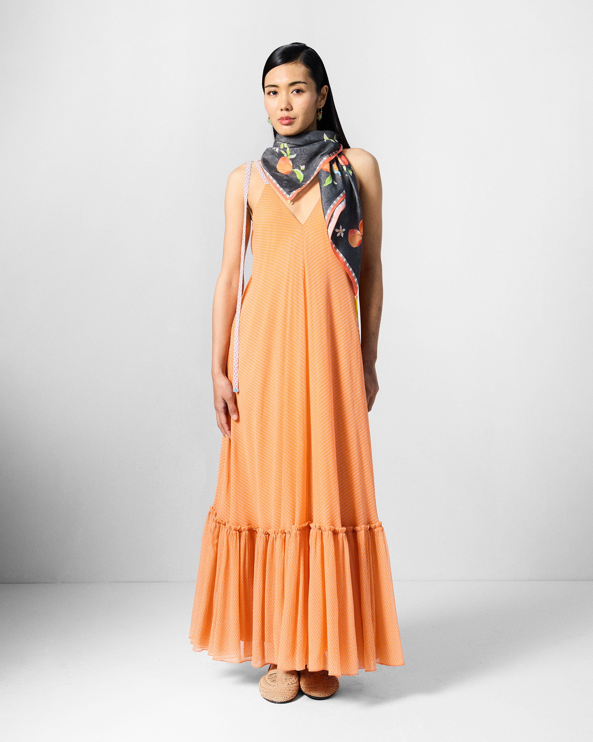 Luma Dress - Orange & Ice Blue Printed