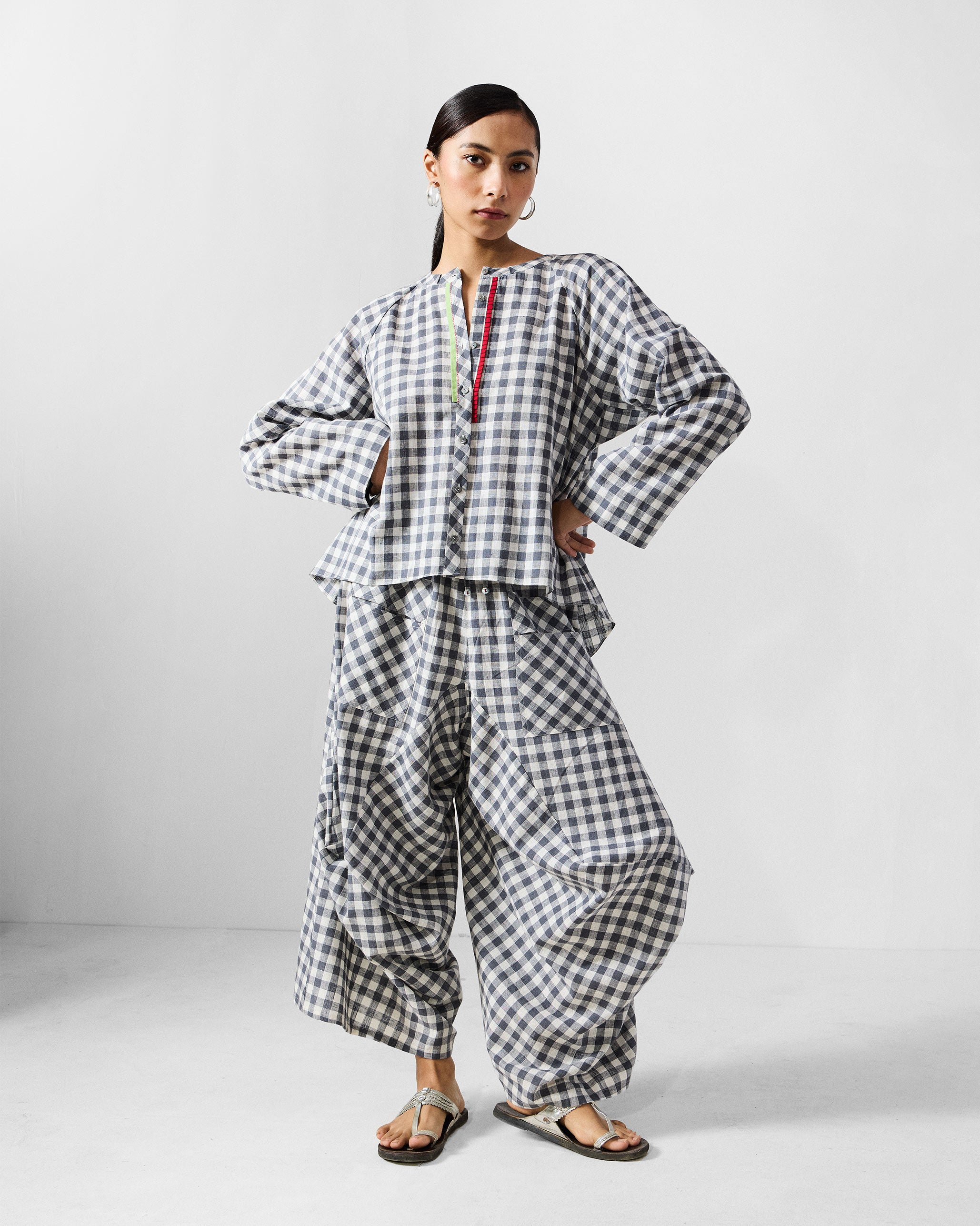 Yoka Trousers - Grey & White Checks