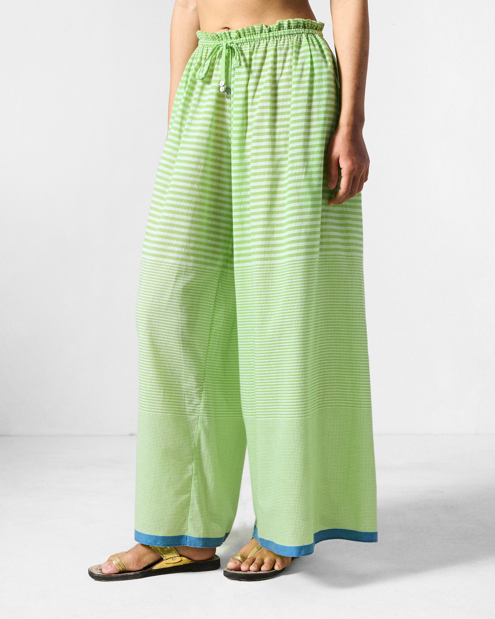 Paperbag Pants - Light Green & White Checks