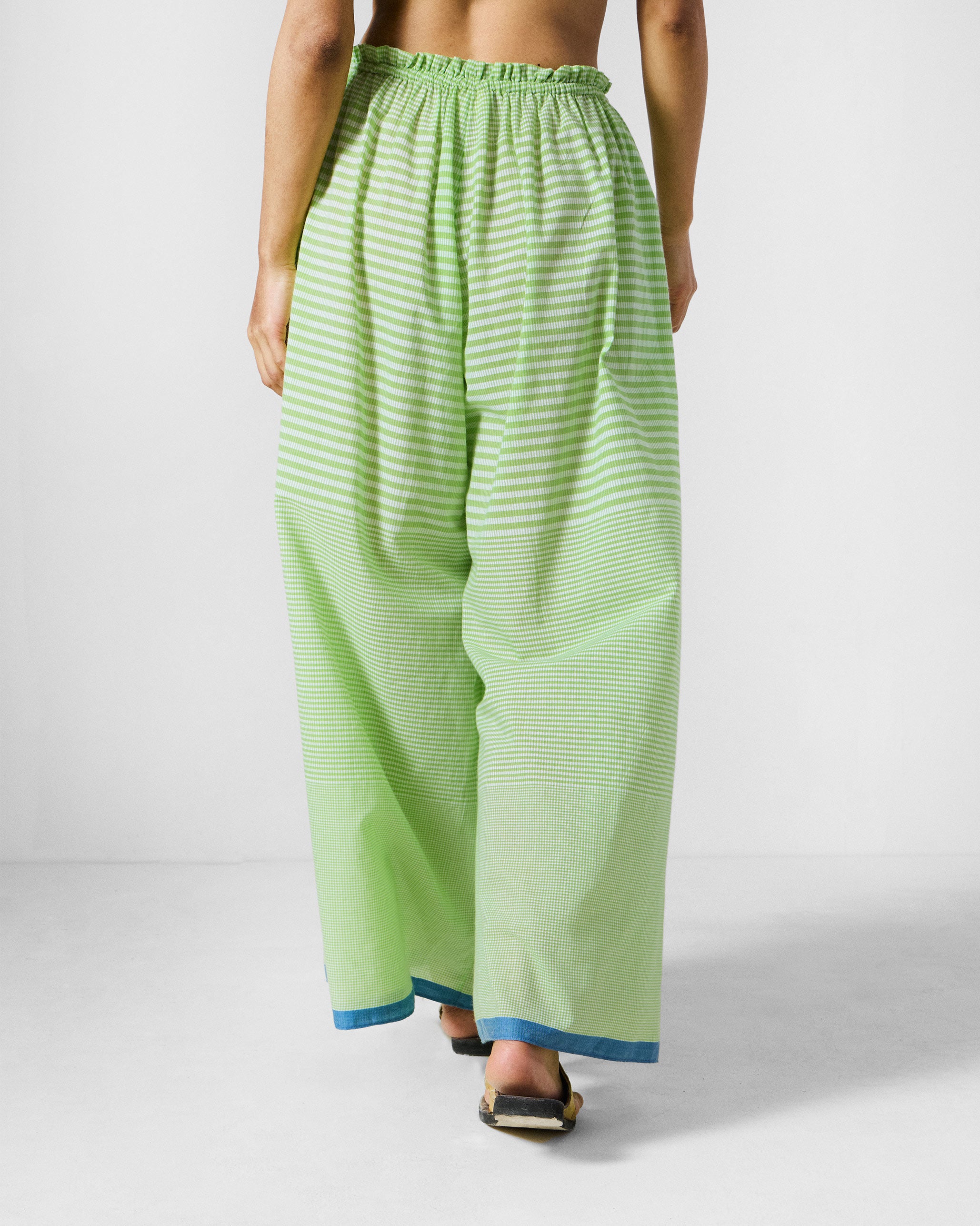 Paperbag Pants - Light Green & White Checks