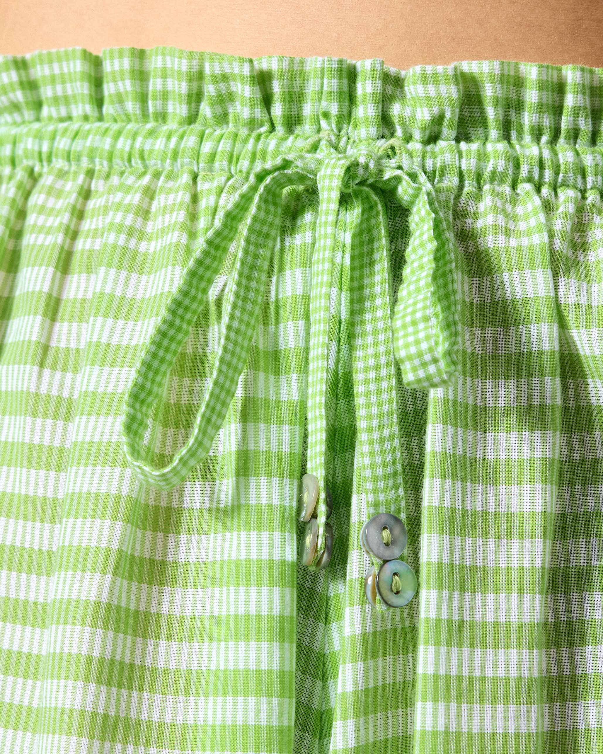 Paperbag Pants - Light Green & White Checks