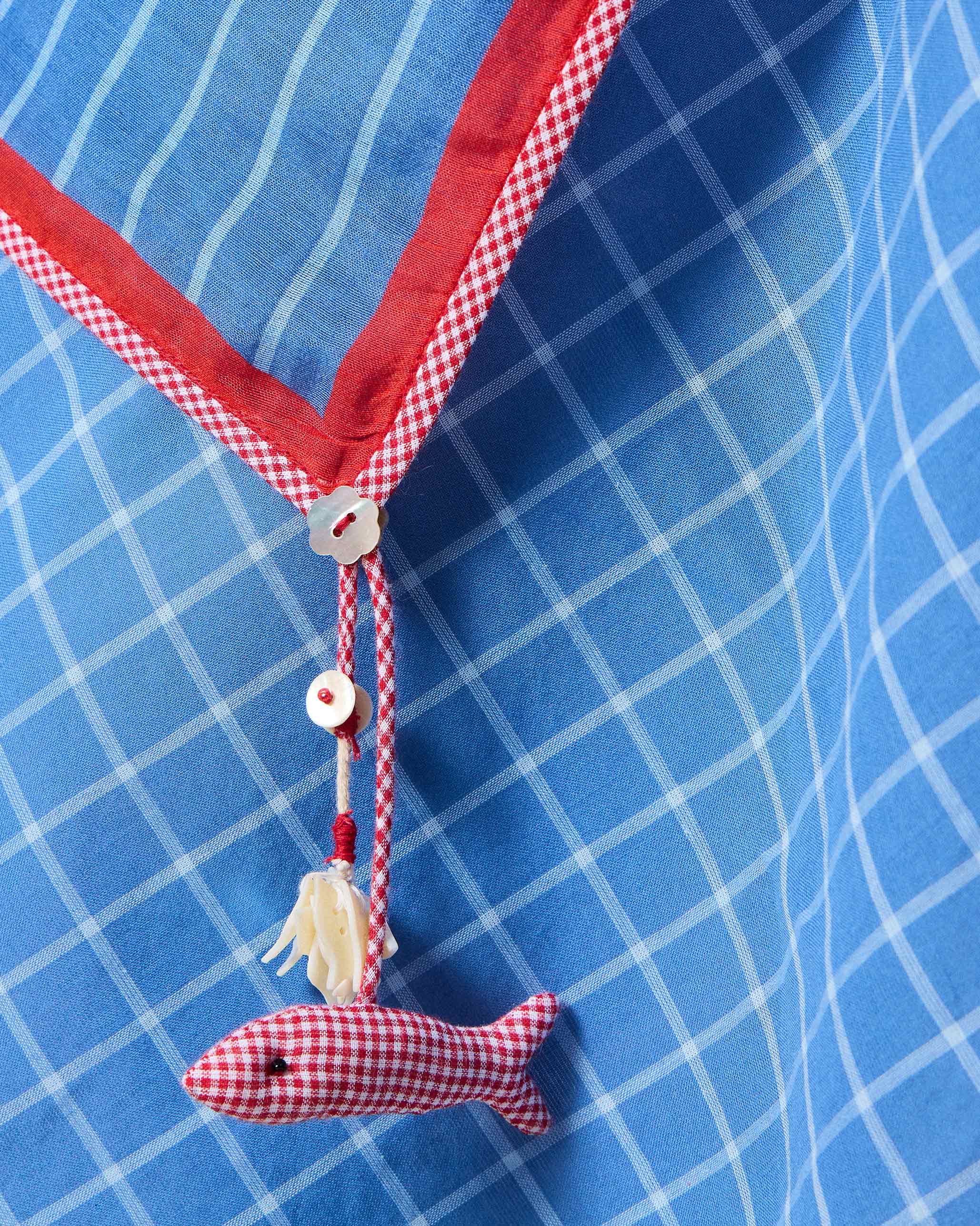 River Dupatta - Blue & Red Printed