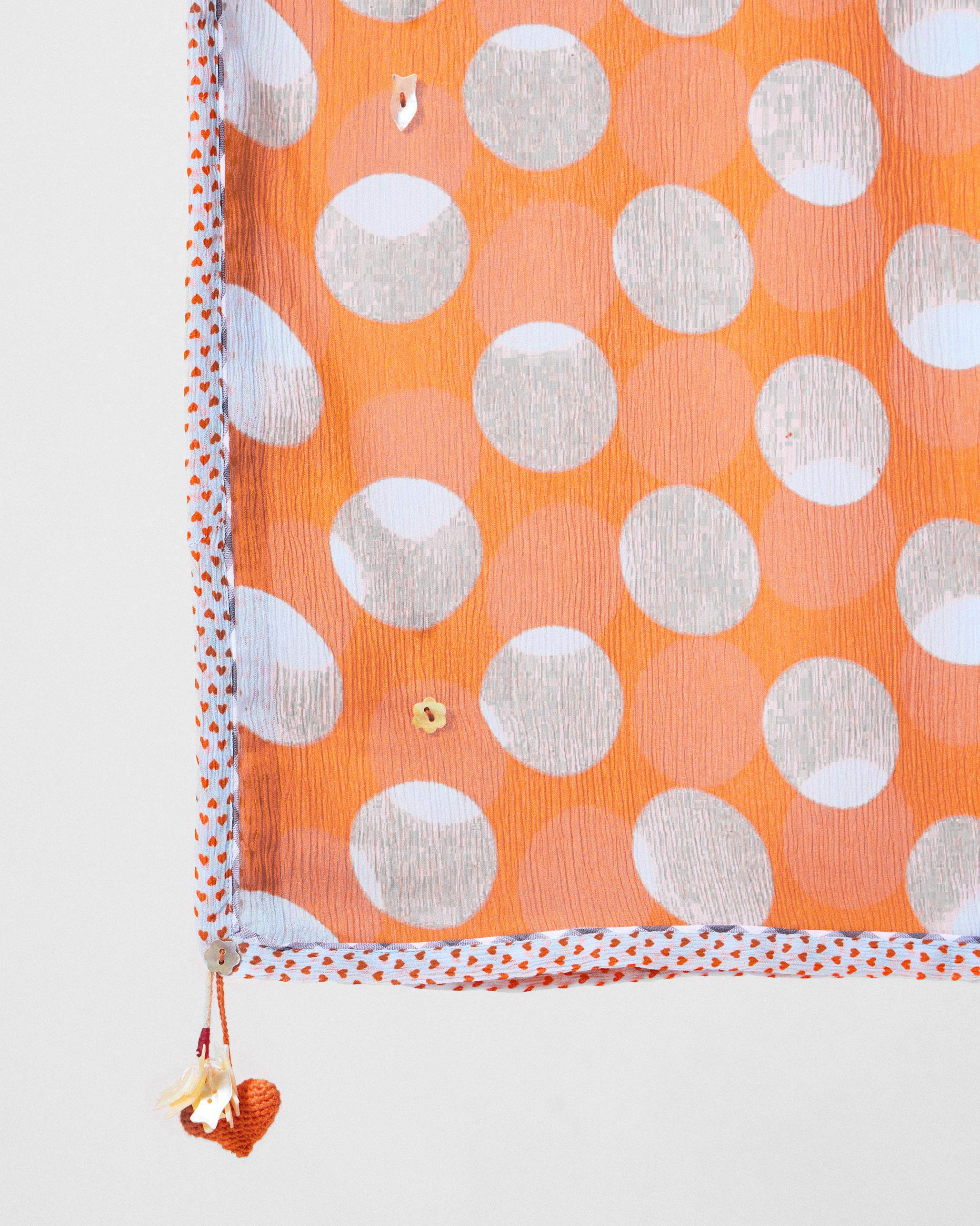 Dot Dupatta - Orange & Ice Blue Printed