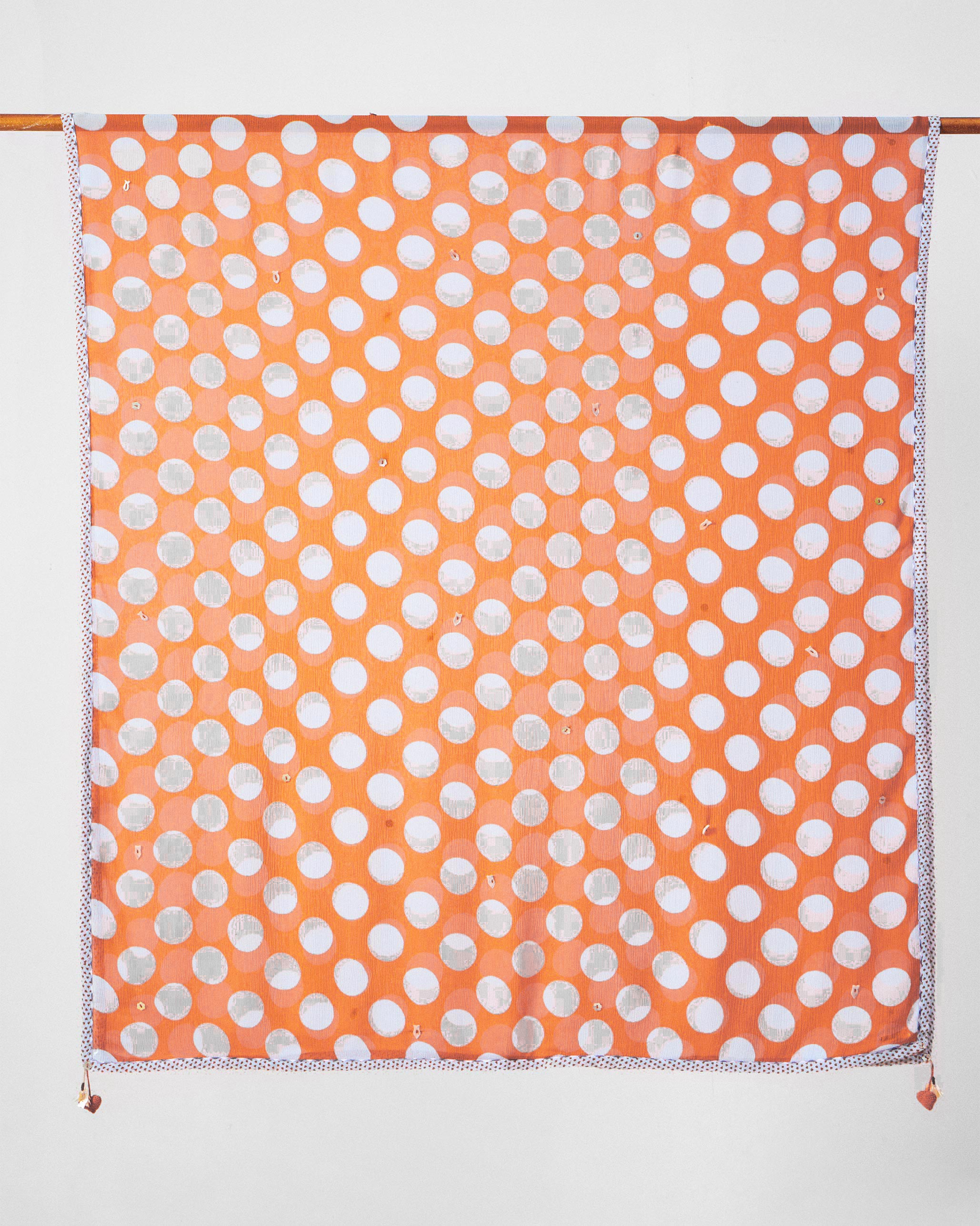 Dot Dupatta - Orange & Ice Blue Printed