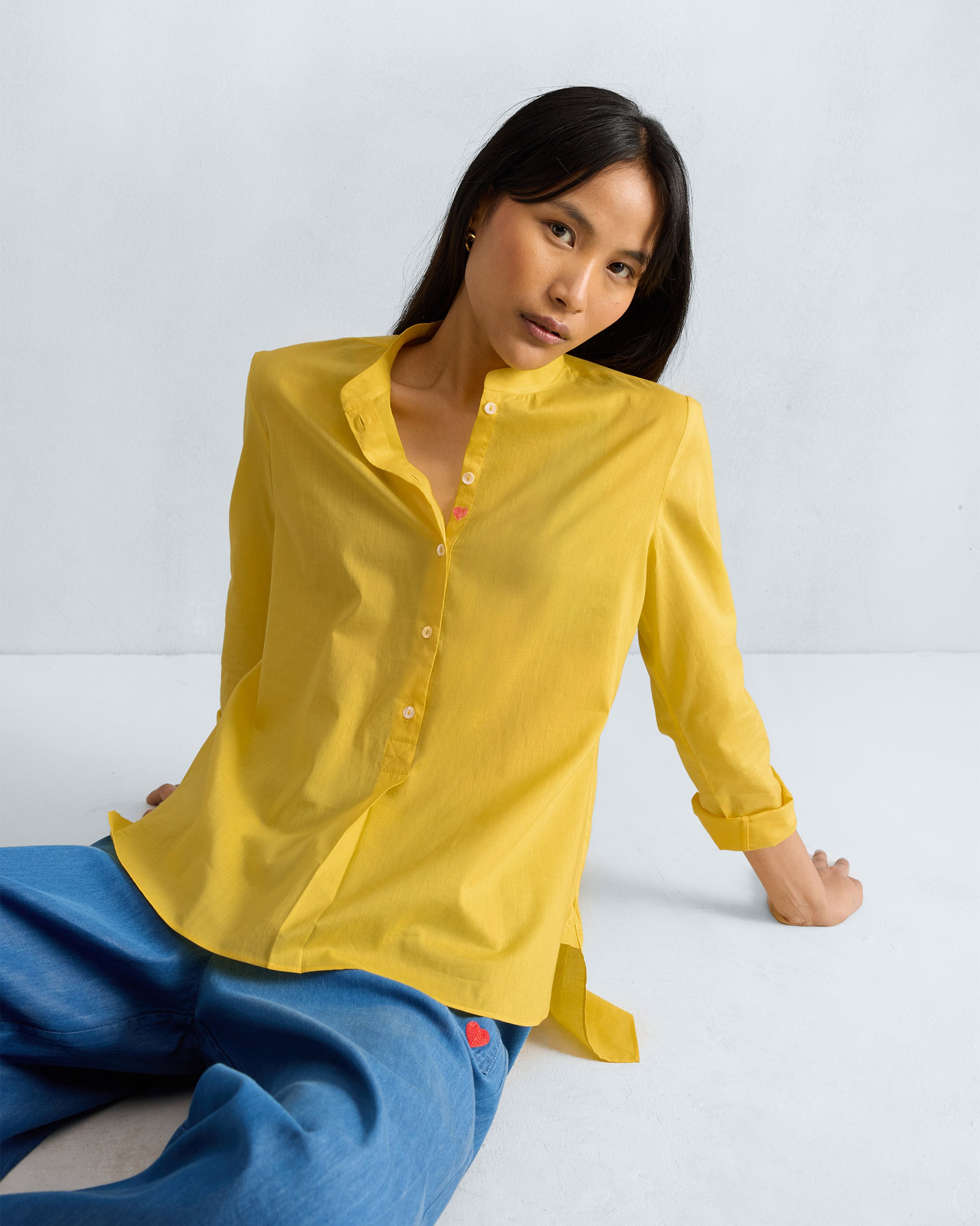 Mandarin Collar Top - Yellow