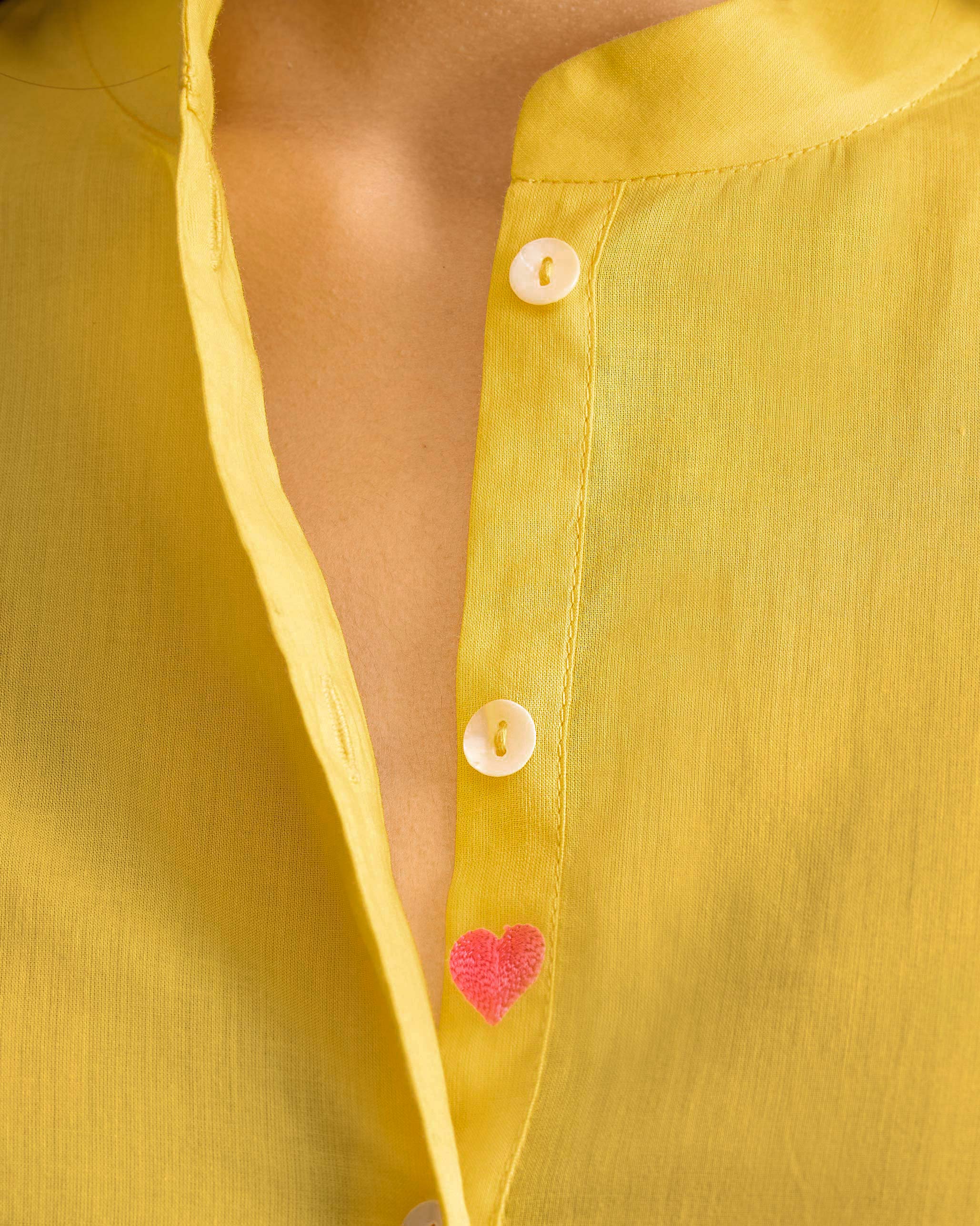 Mandarin Collar Top - Yellow