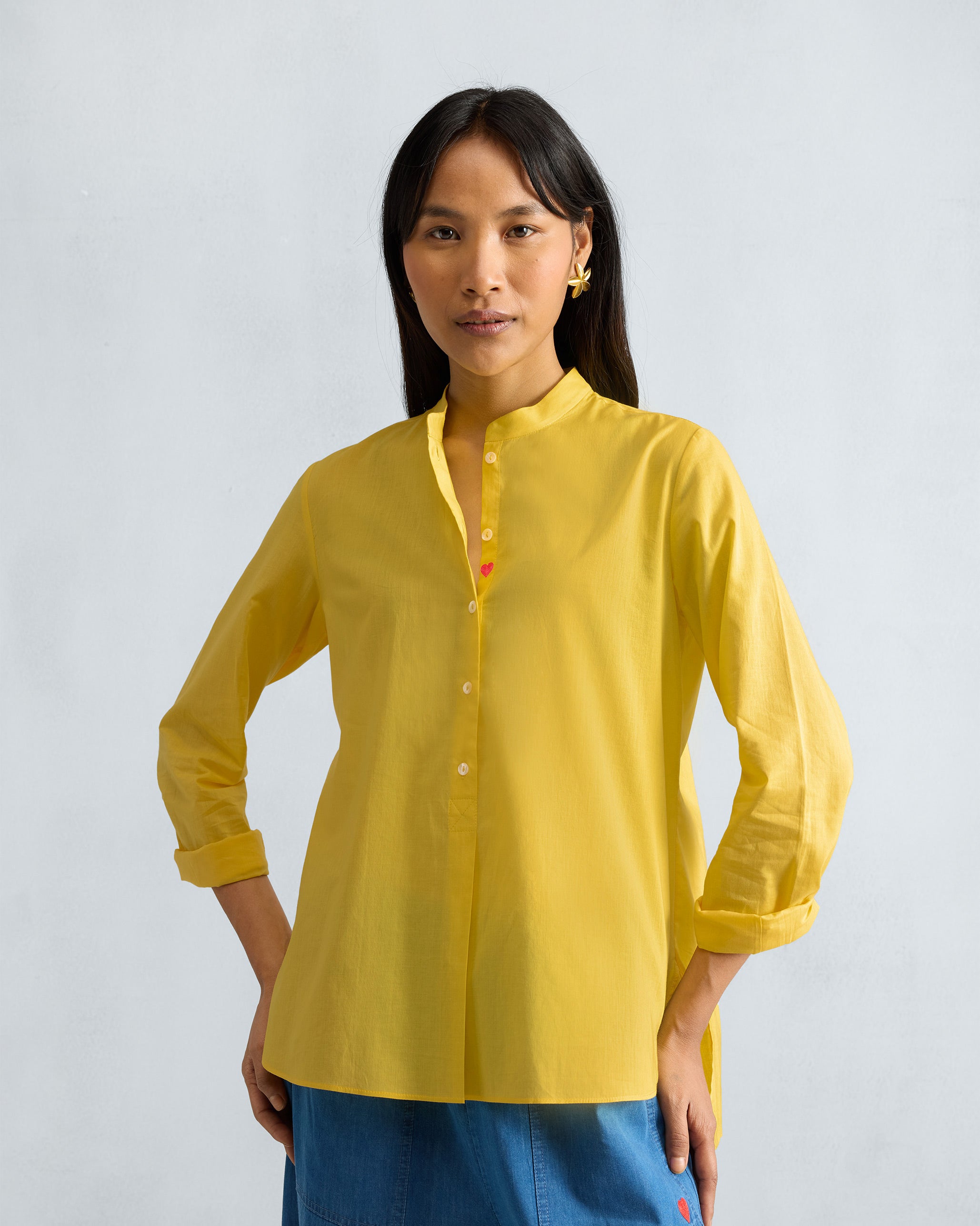 Mandarin Collar Top - Yellow