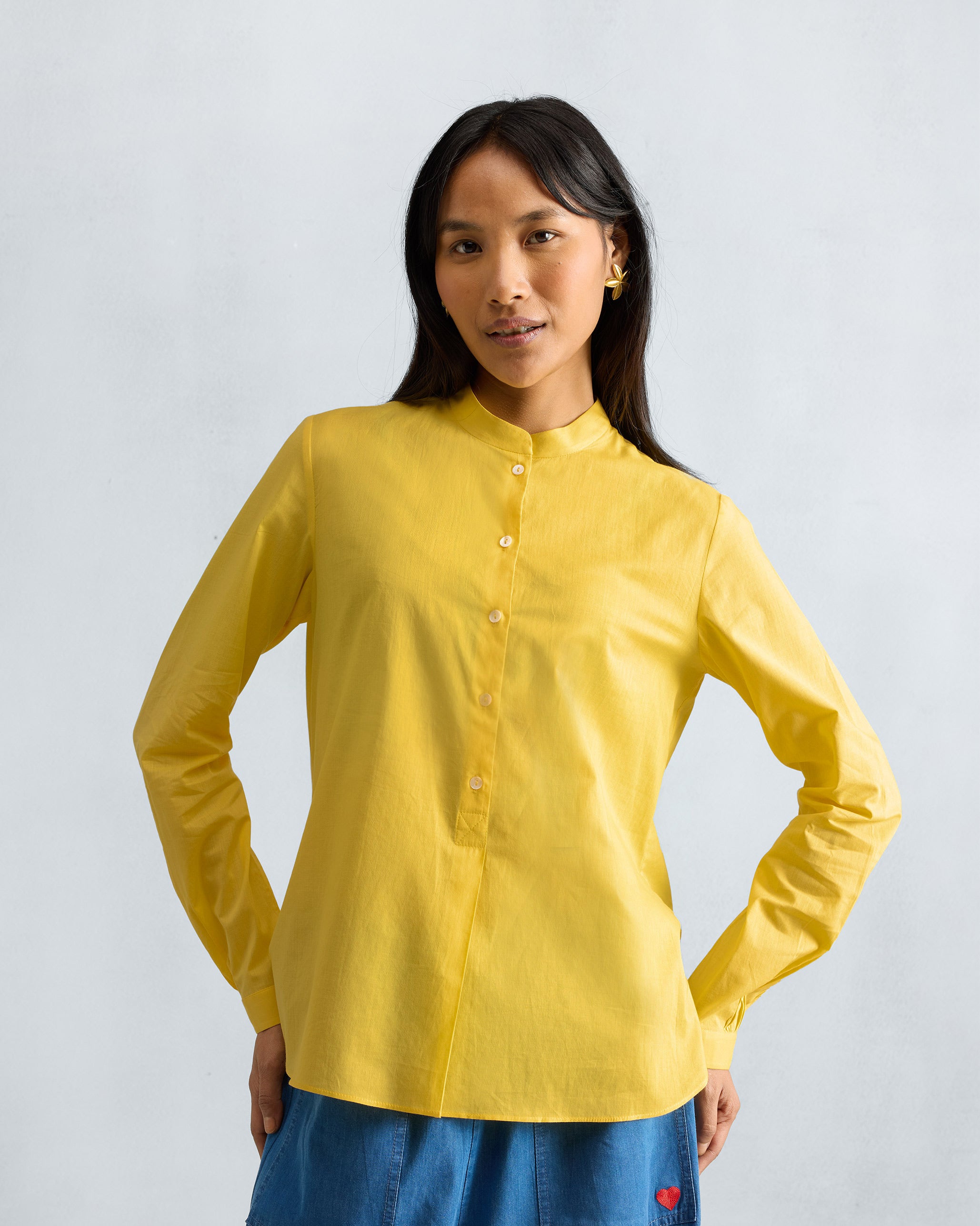 Mandarin Collar Top - Yellow