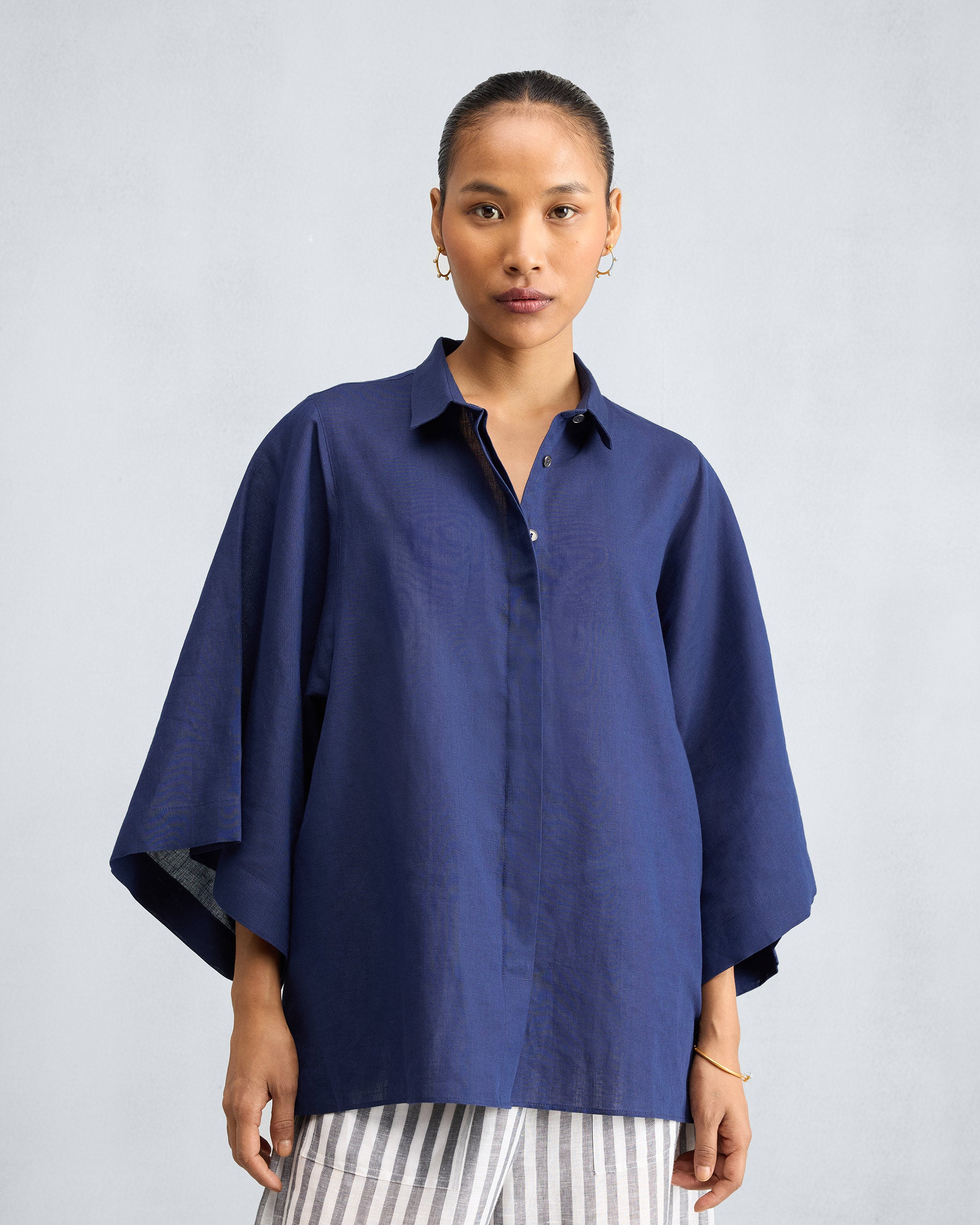 Drop Armhole Shirt - Ink Blue