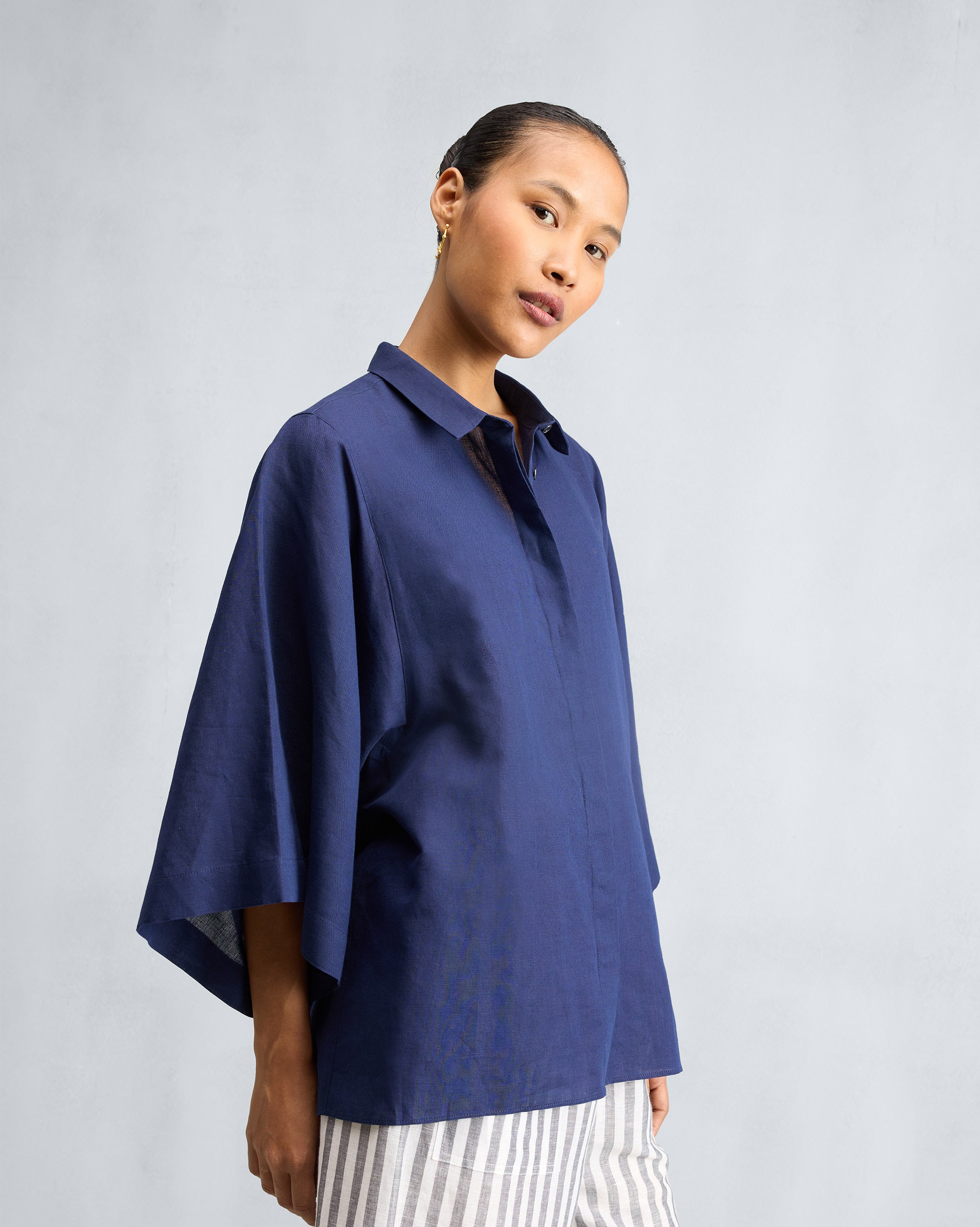 Drop Armhole Shirt - Ink Blue