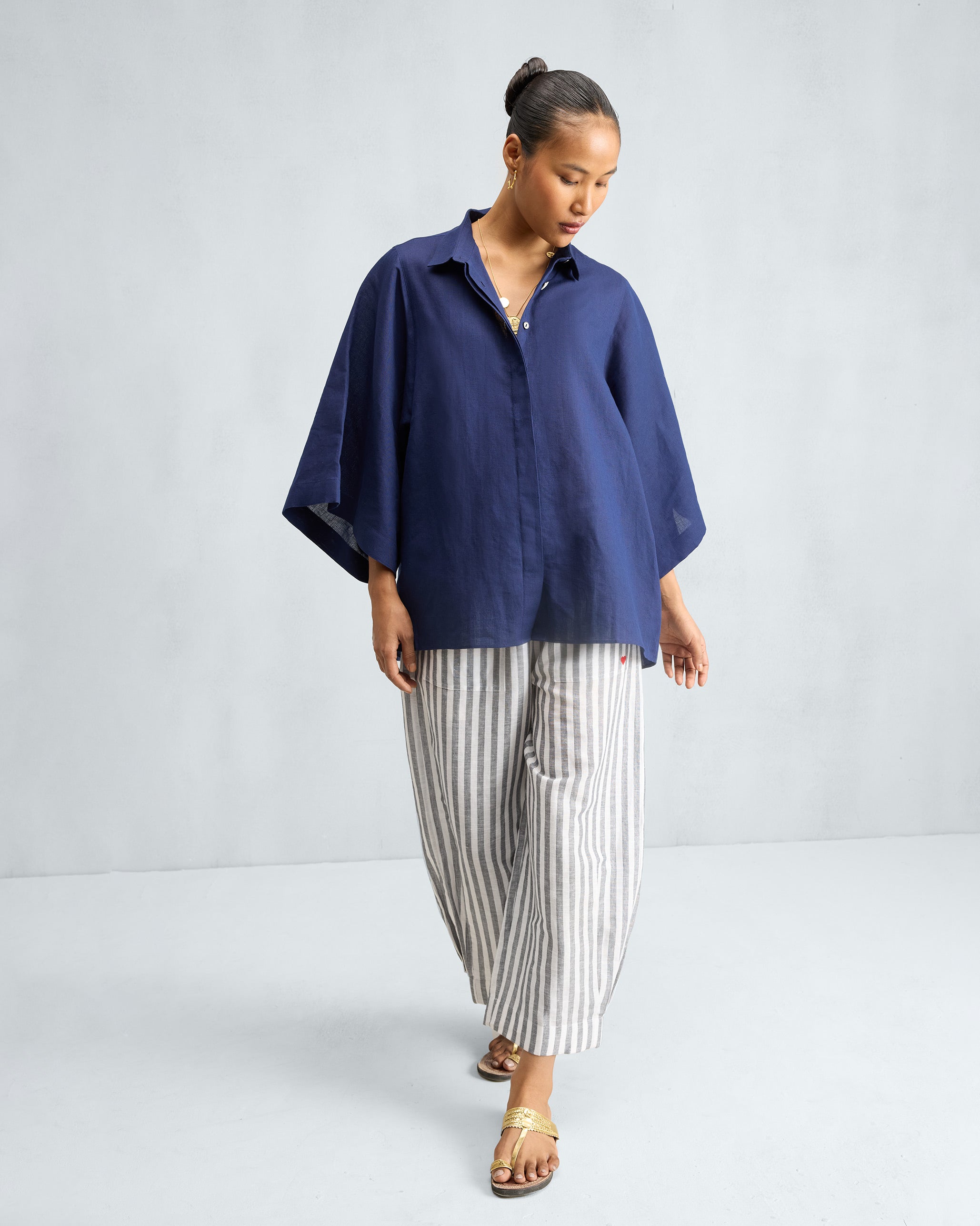 Drop Armhole Shirt - Ink Blue