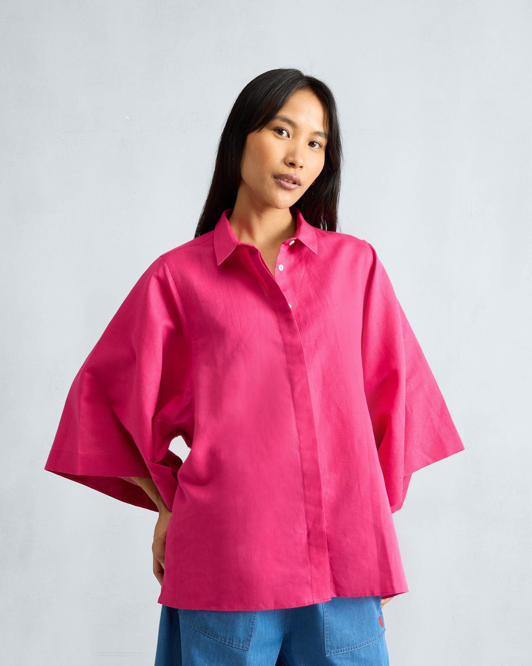 Drop Armhole Shirt - Fuchsia