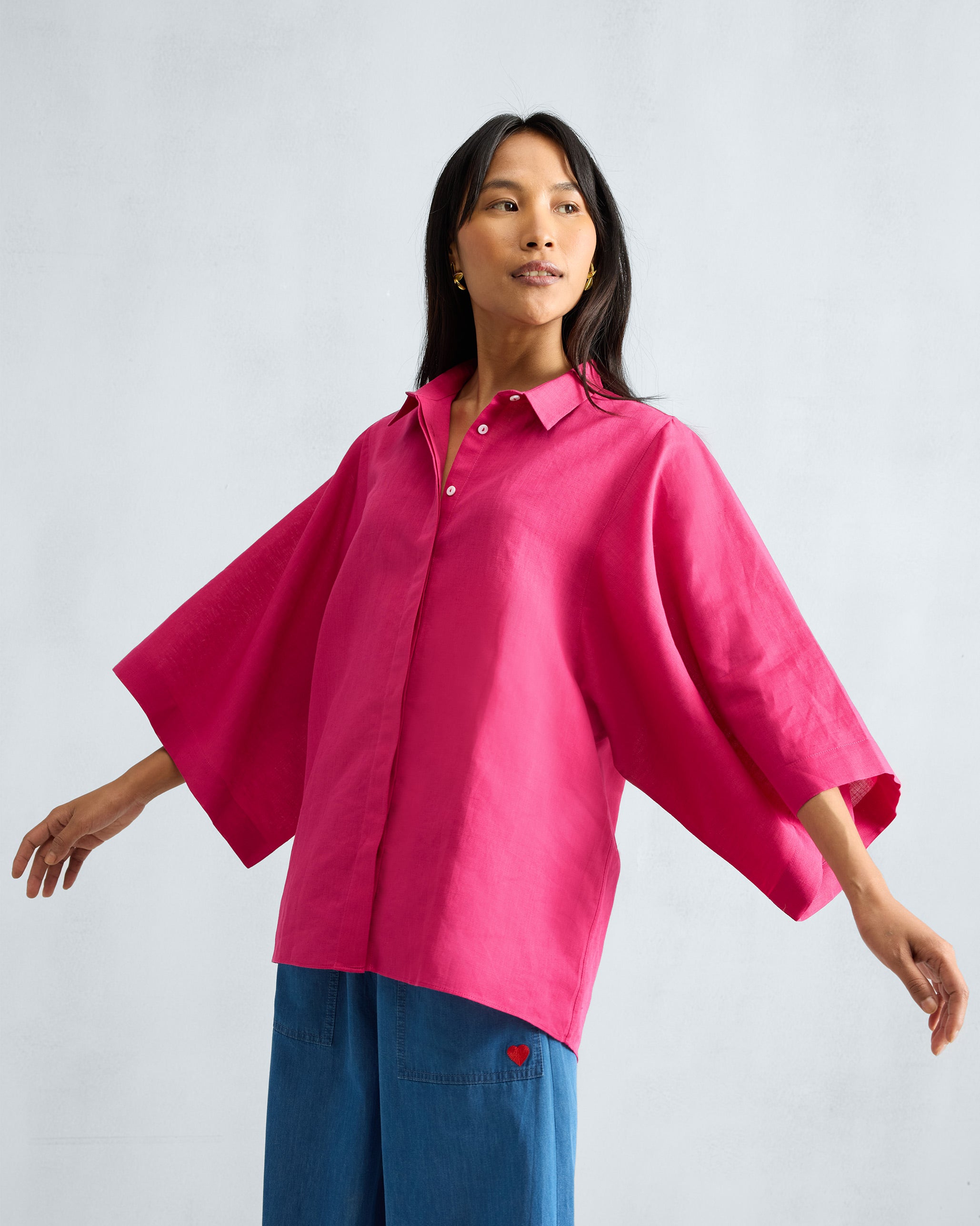 Drop Armhole Shirt - Fuchsia