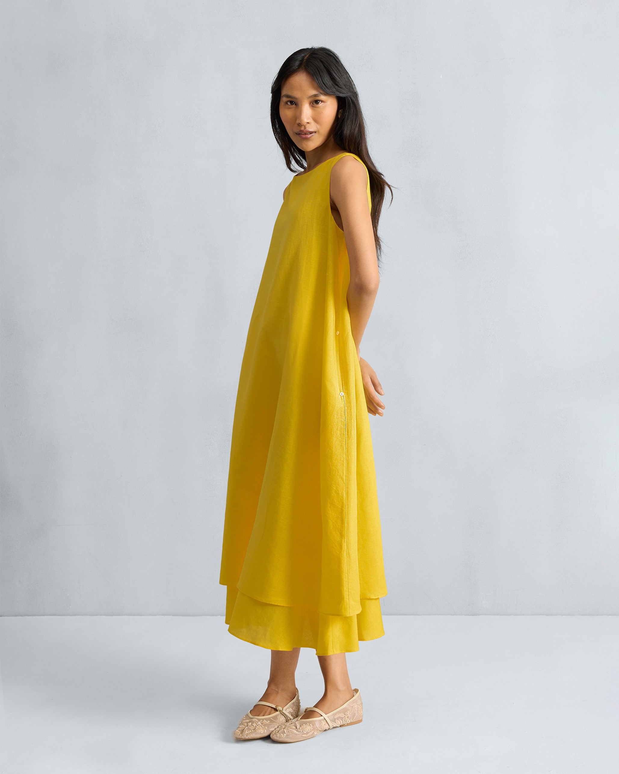 Double Layer Dress - Yellow