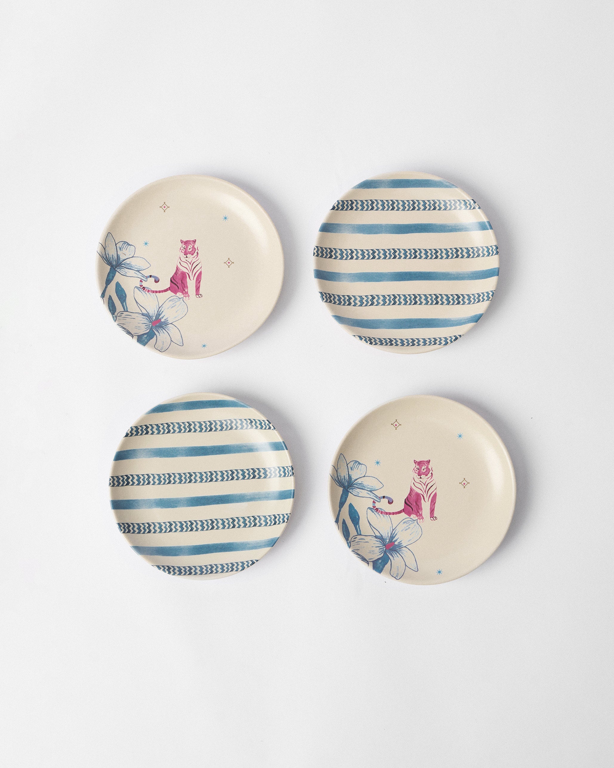 River Tiger Tea Plate - Set of 4