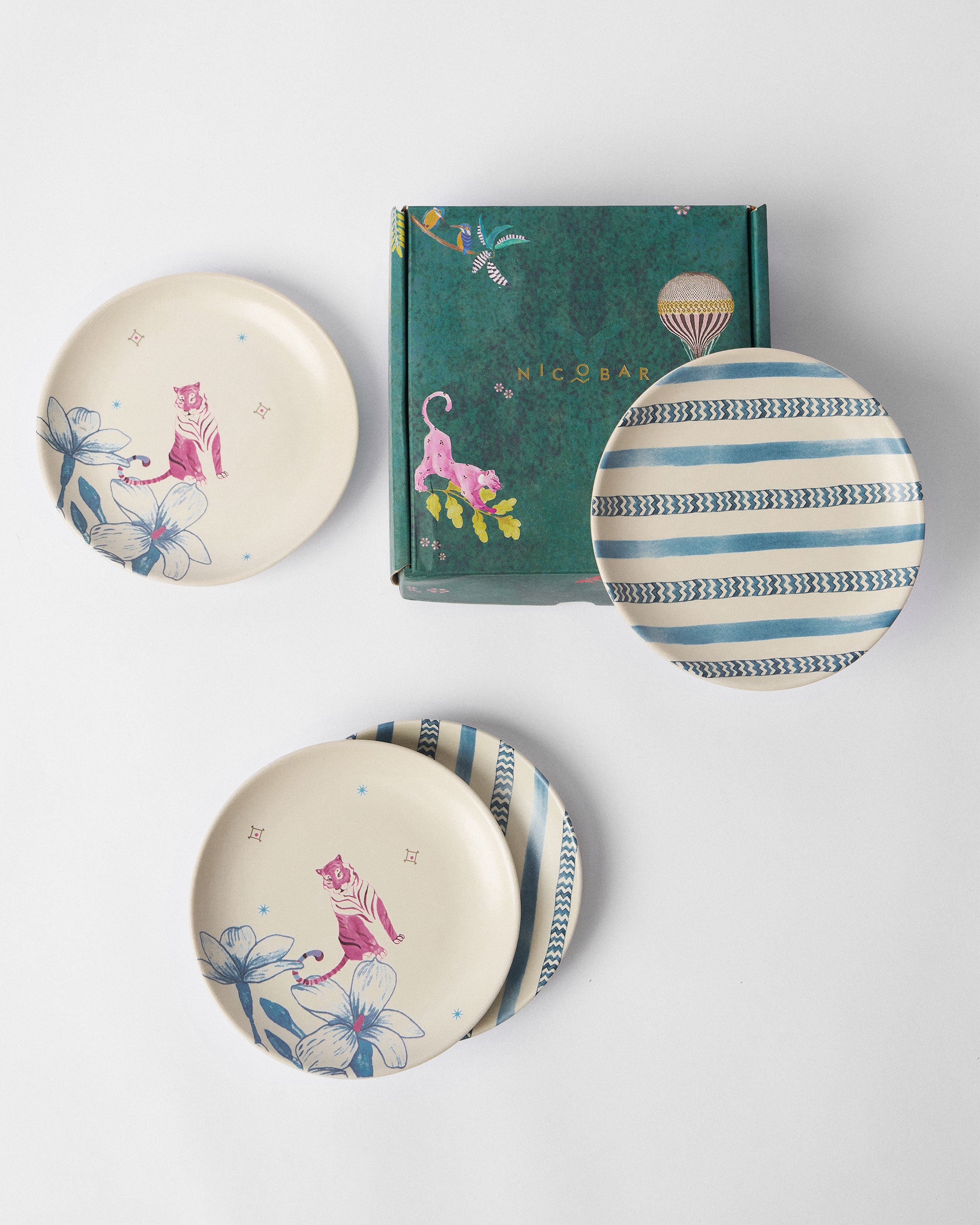 River Tiger Tea Plate - Set of 4