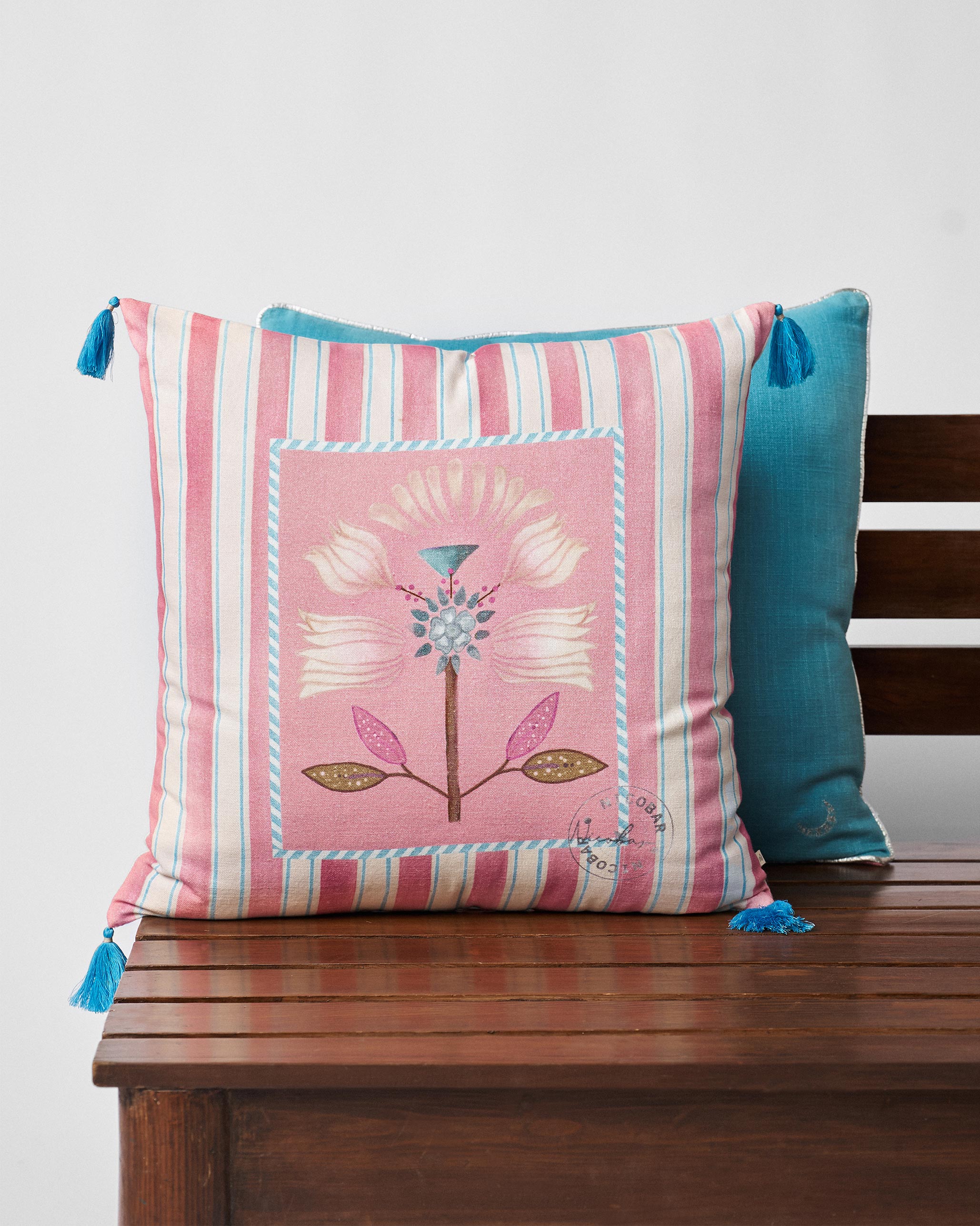 Lotus Stripes Cushion Cover