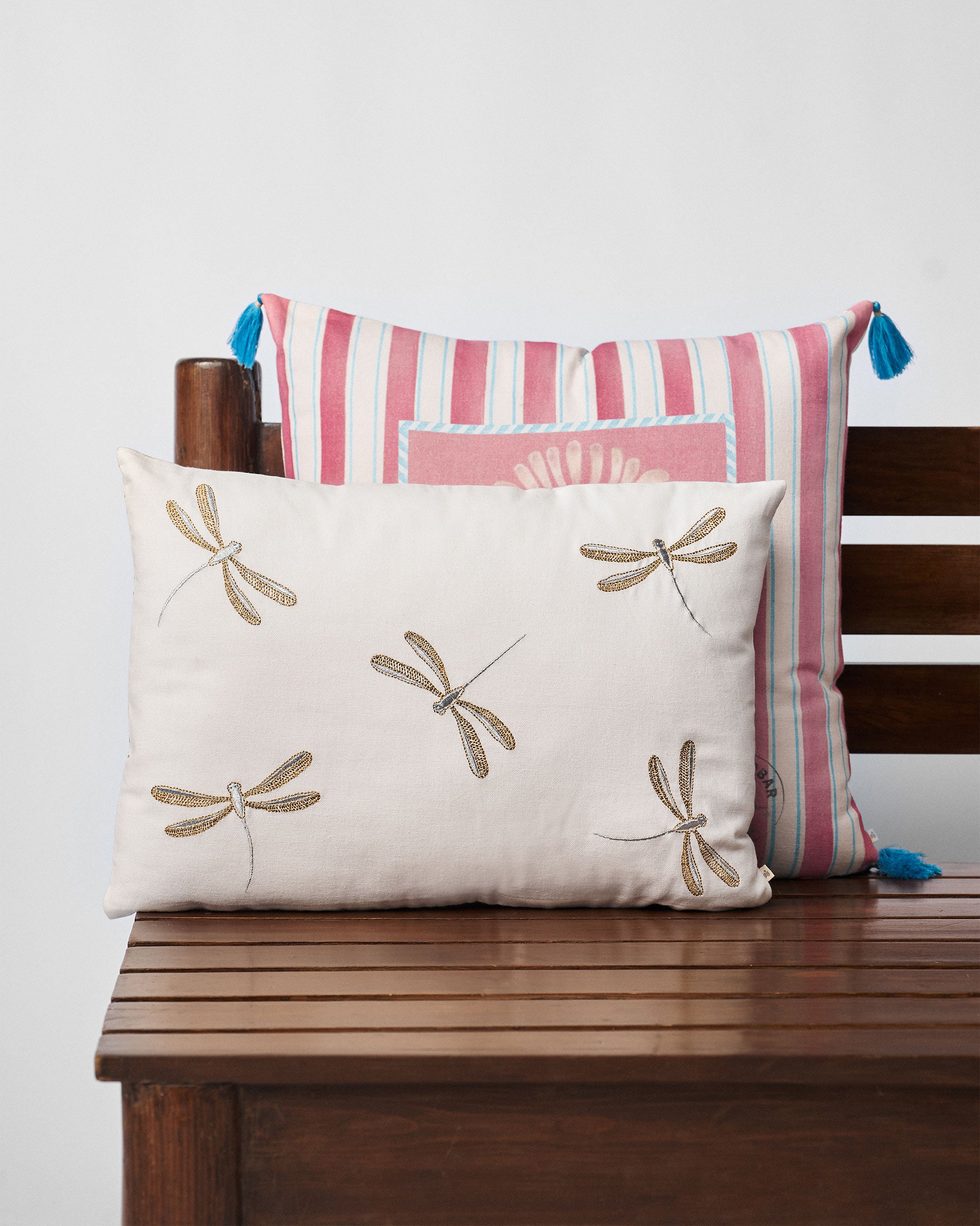 Dragonfly Embroidered Cushion Cover