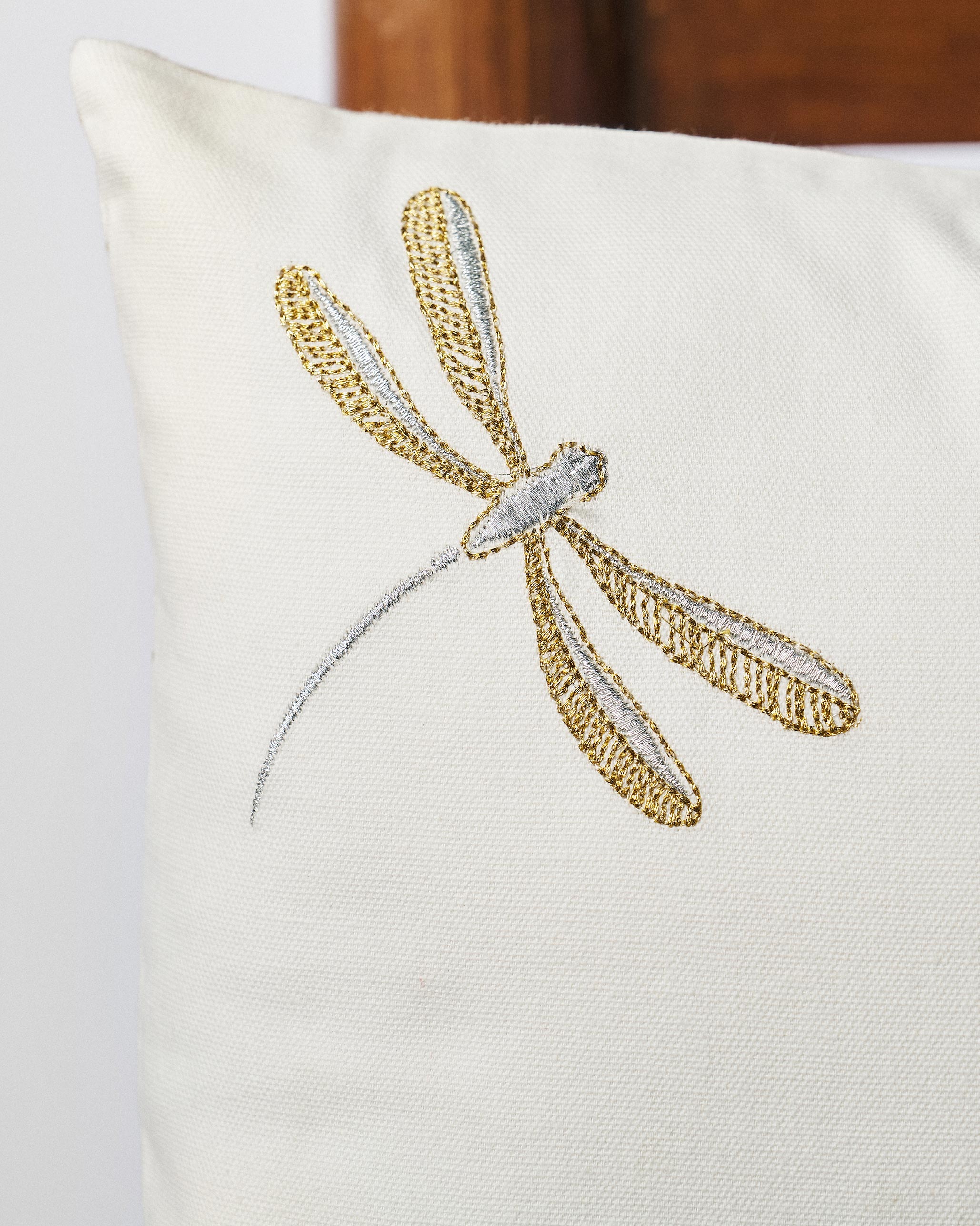 Dragonfly Embroidered Cushion Cover