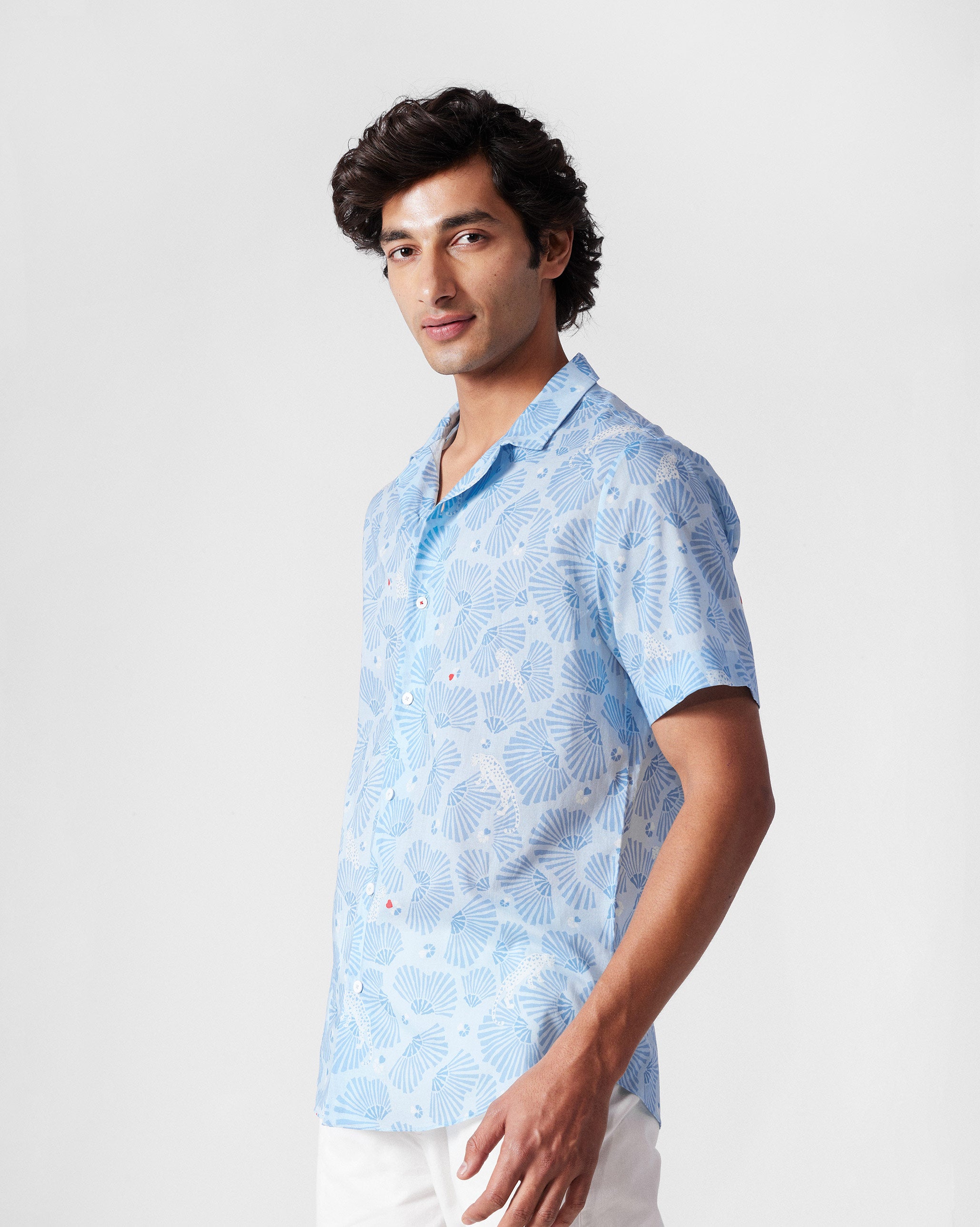 Mistari Shirt - Blue leopard print