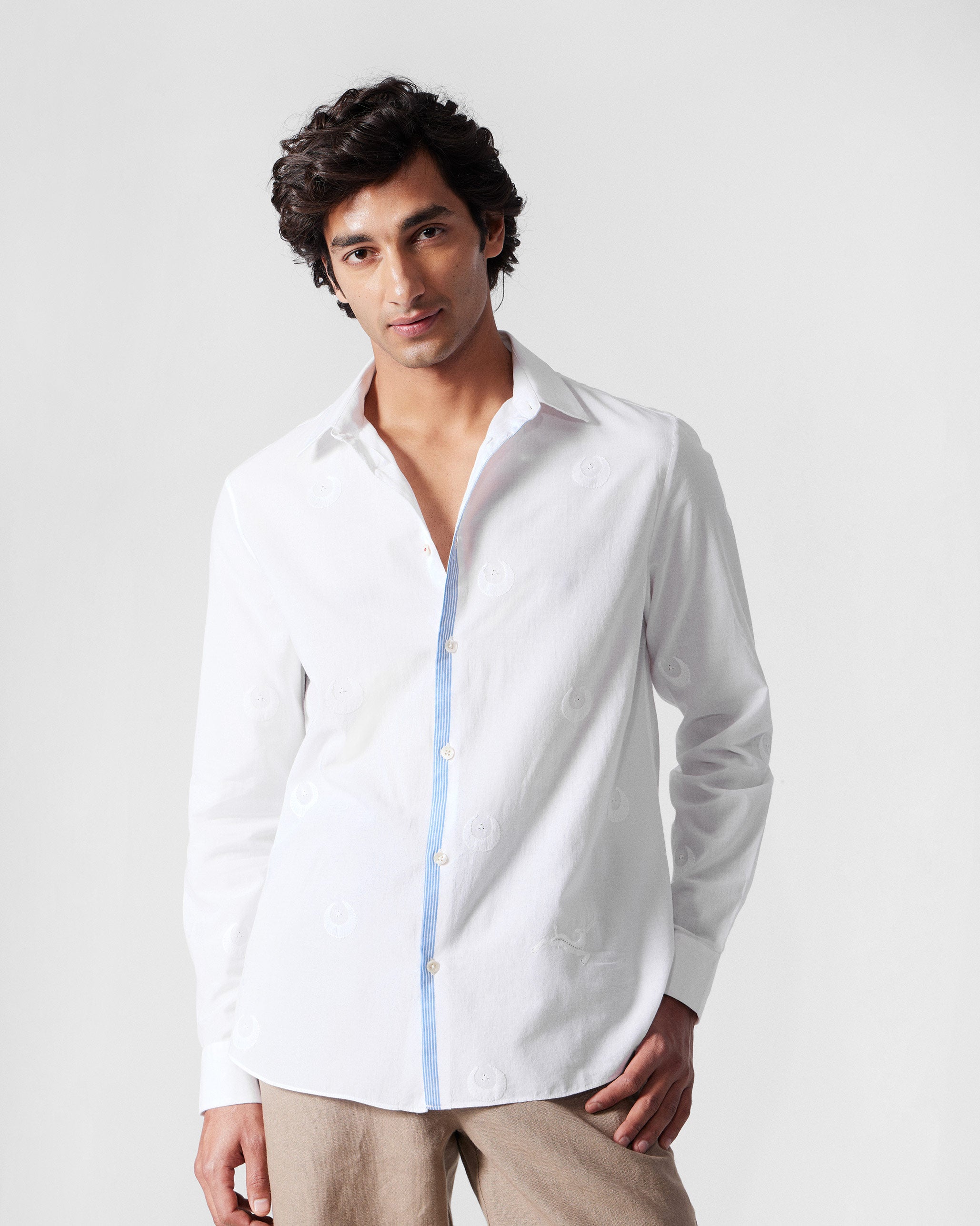 Basalt Shirt - White Embroidered