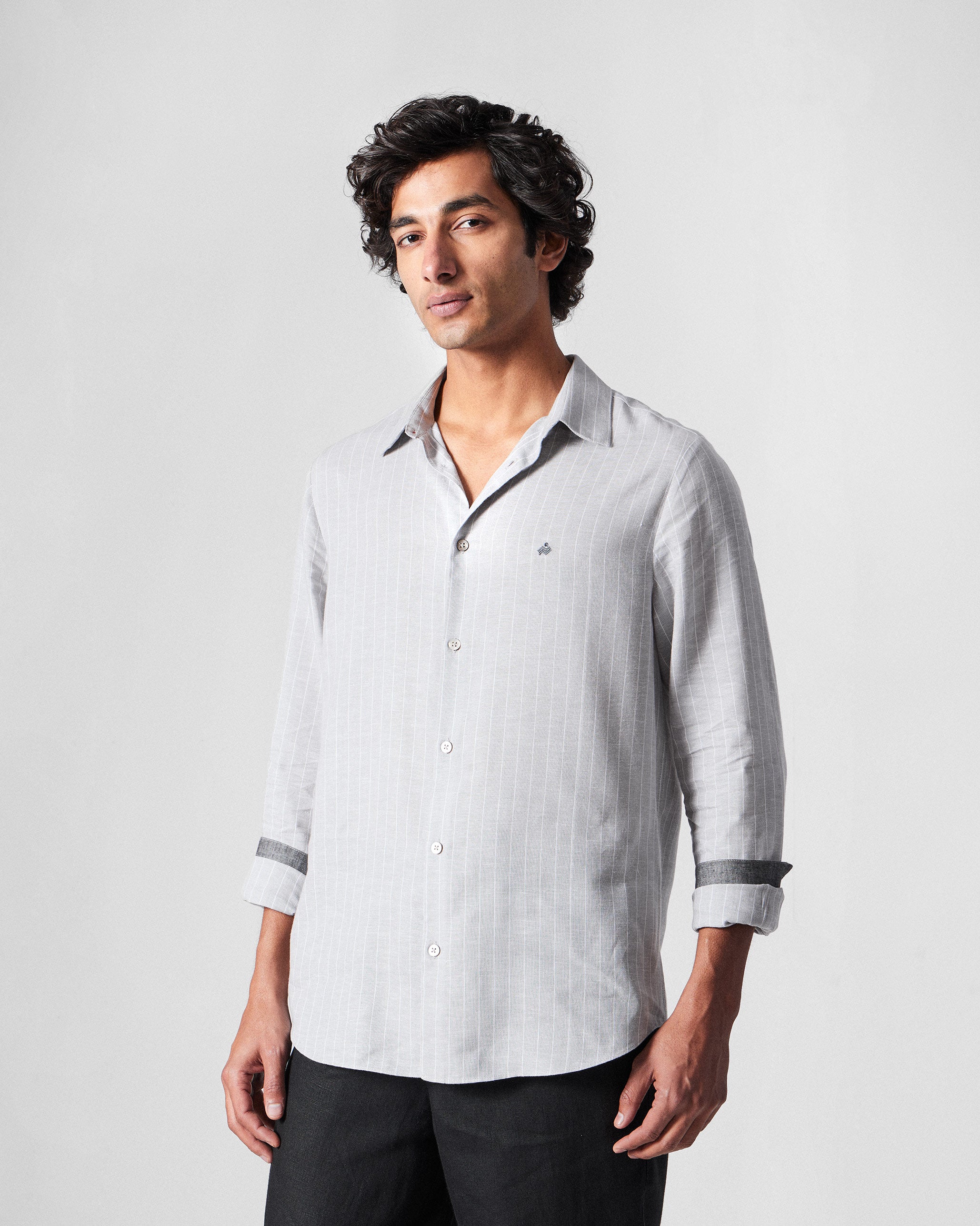 Silas Shirt - Charcoal Stripes