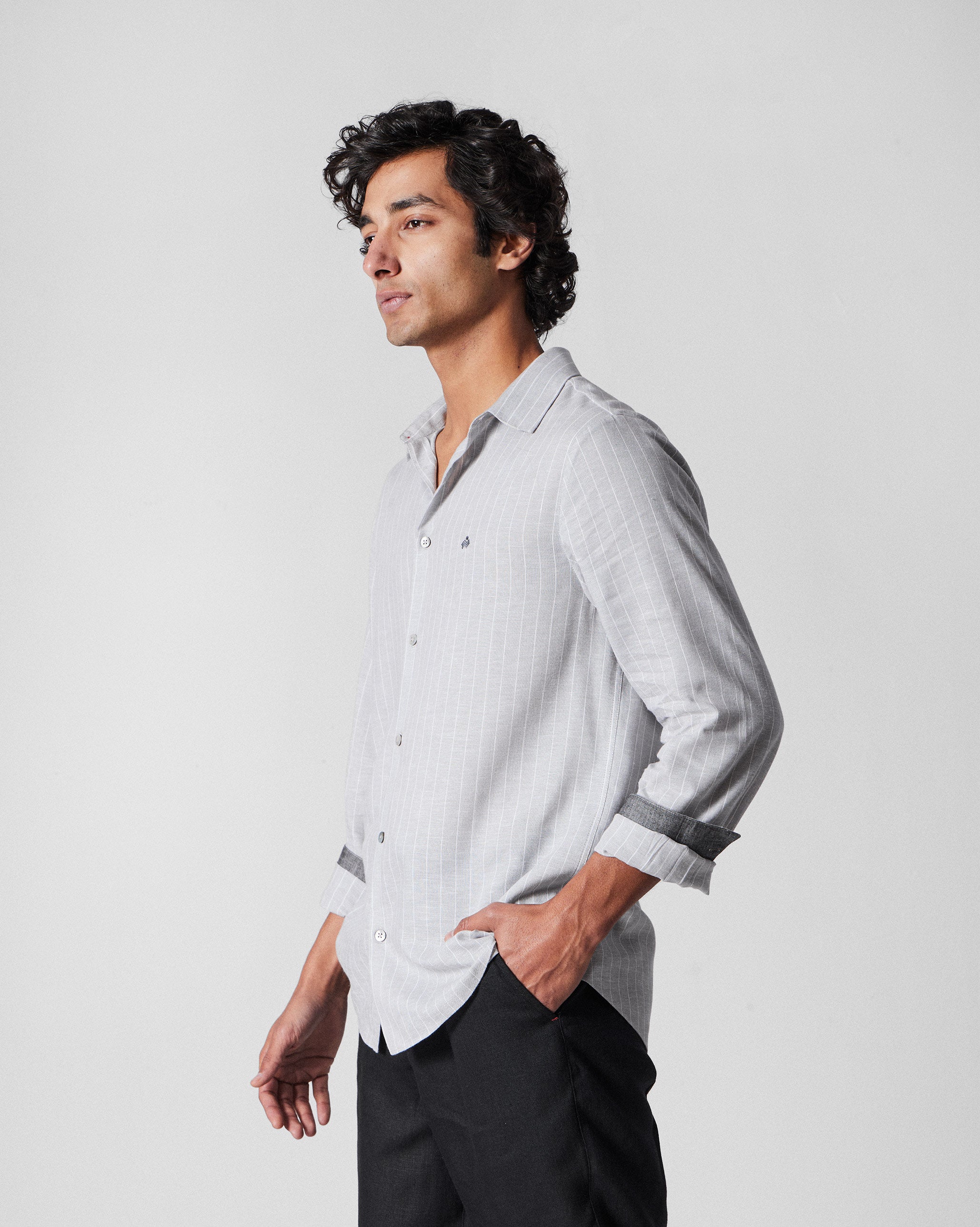 Silas Shirt - Charcoal Stripes