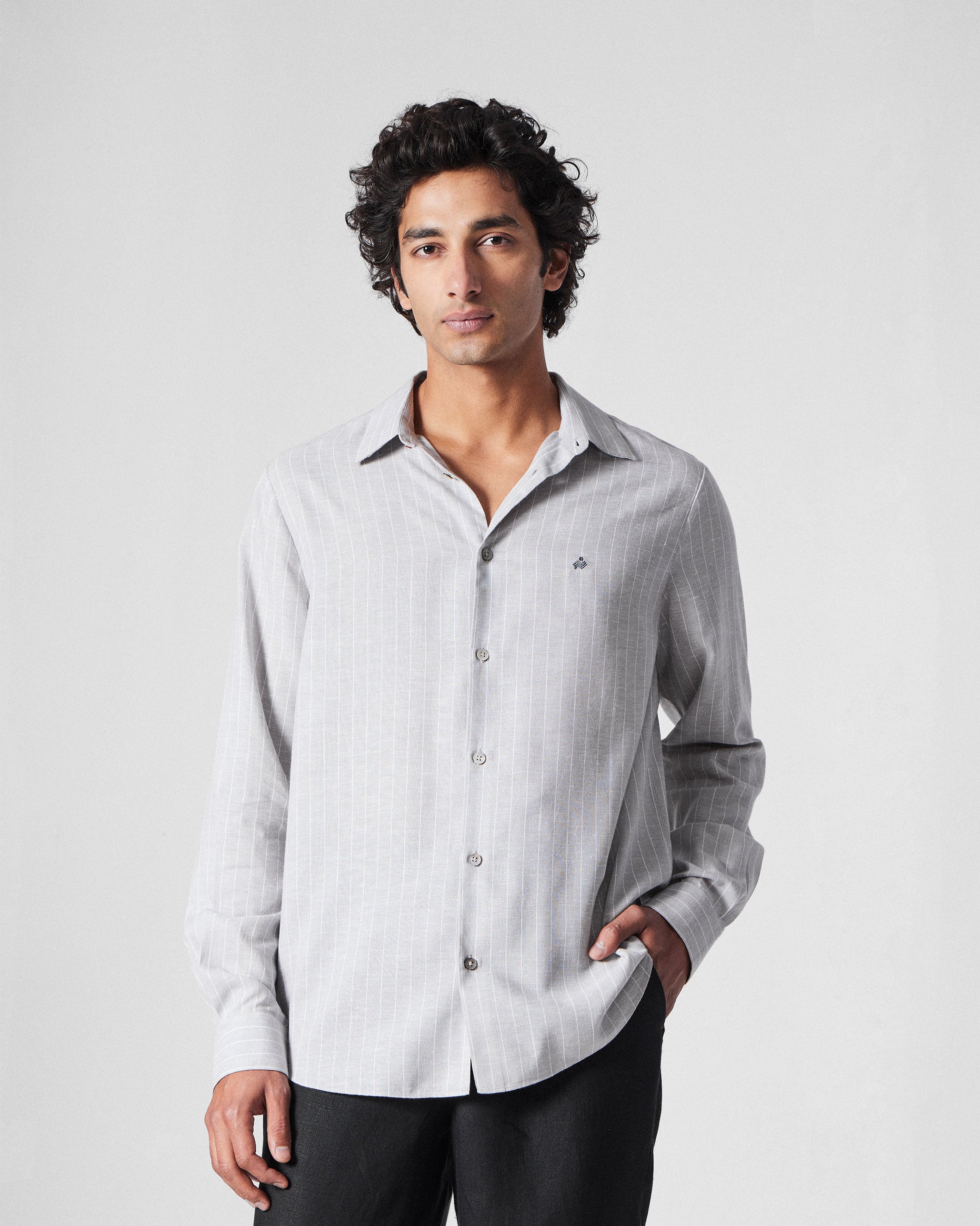 Silas Shirt - Charcoal Stripes