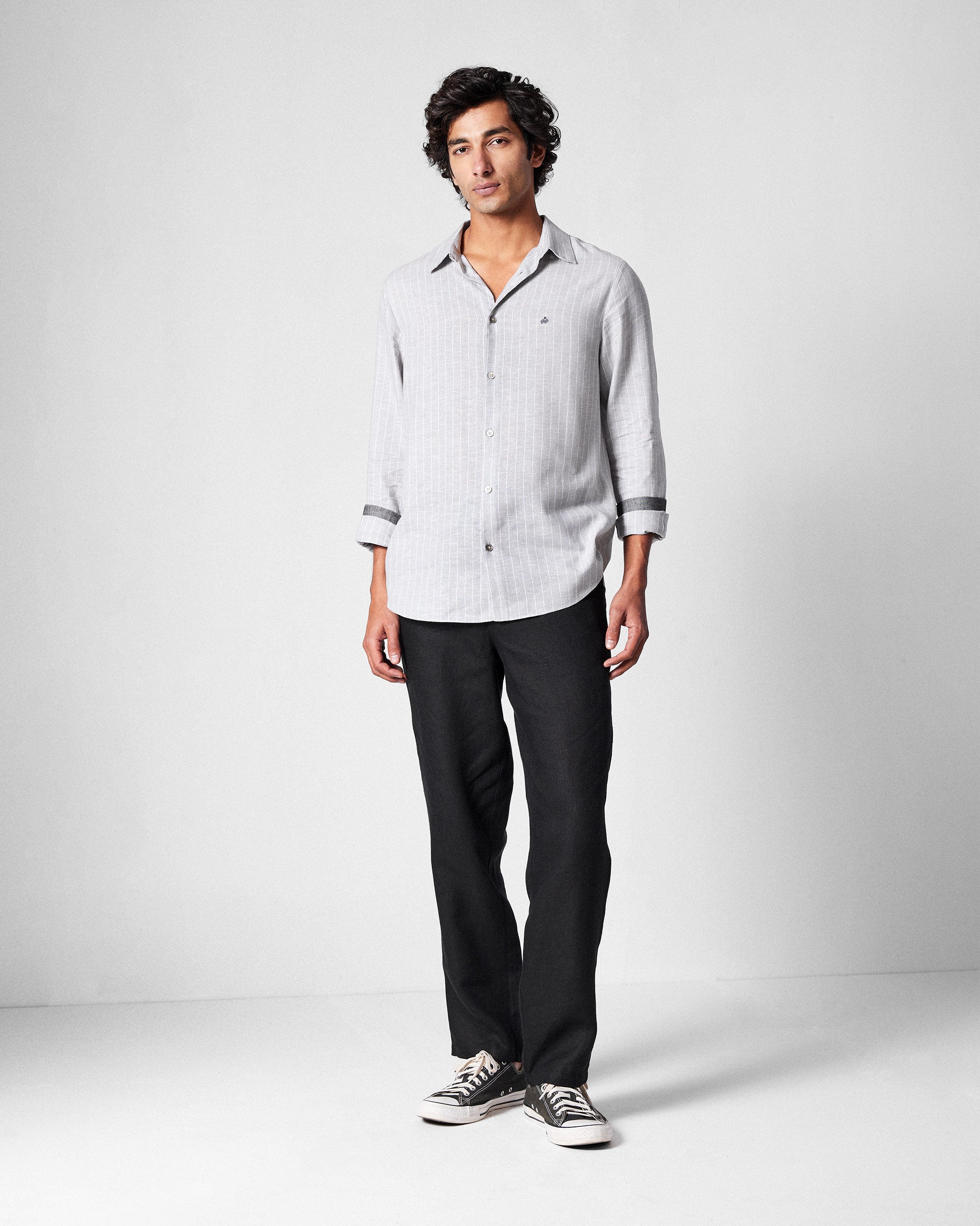 Silas Shirt - Charcoal Stripes