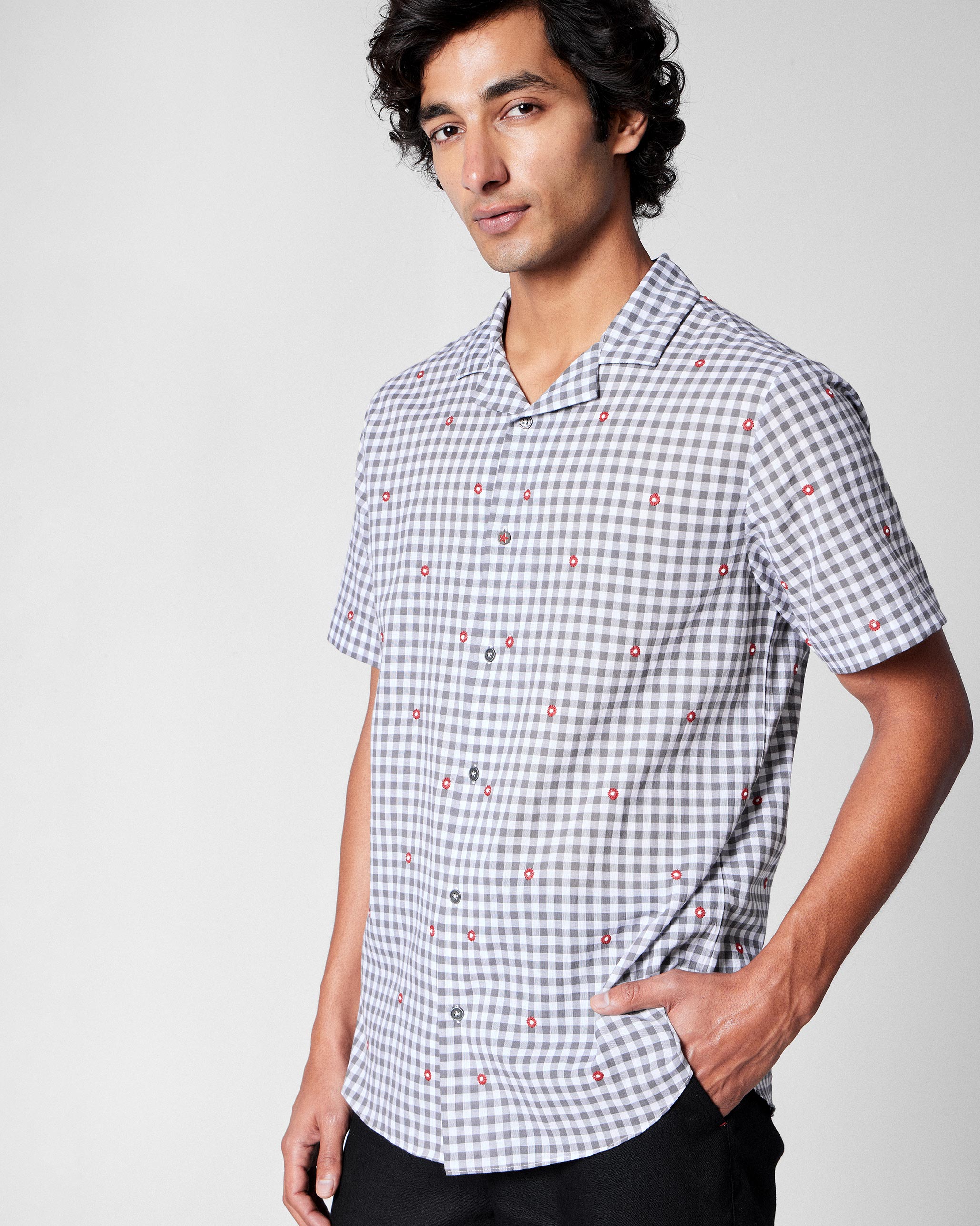 Mistari Shirt - Charcoal & Ivory Checks