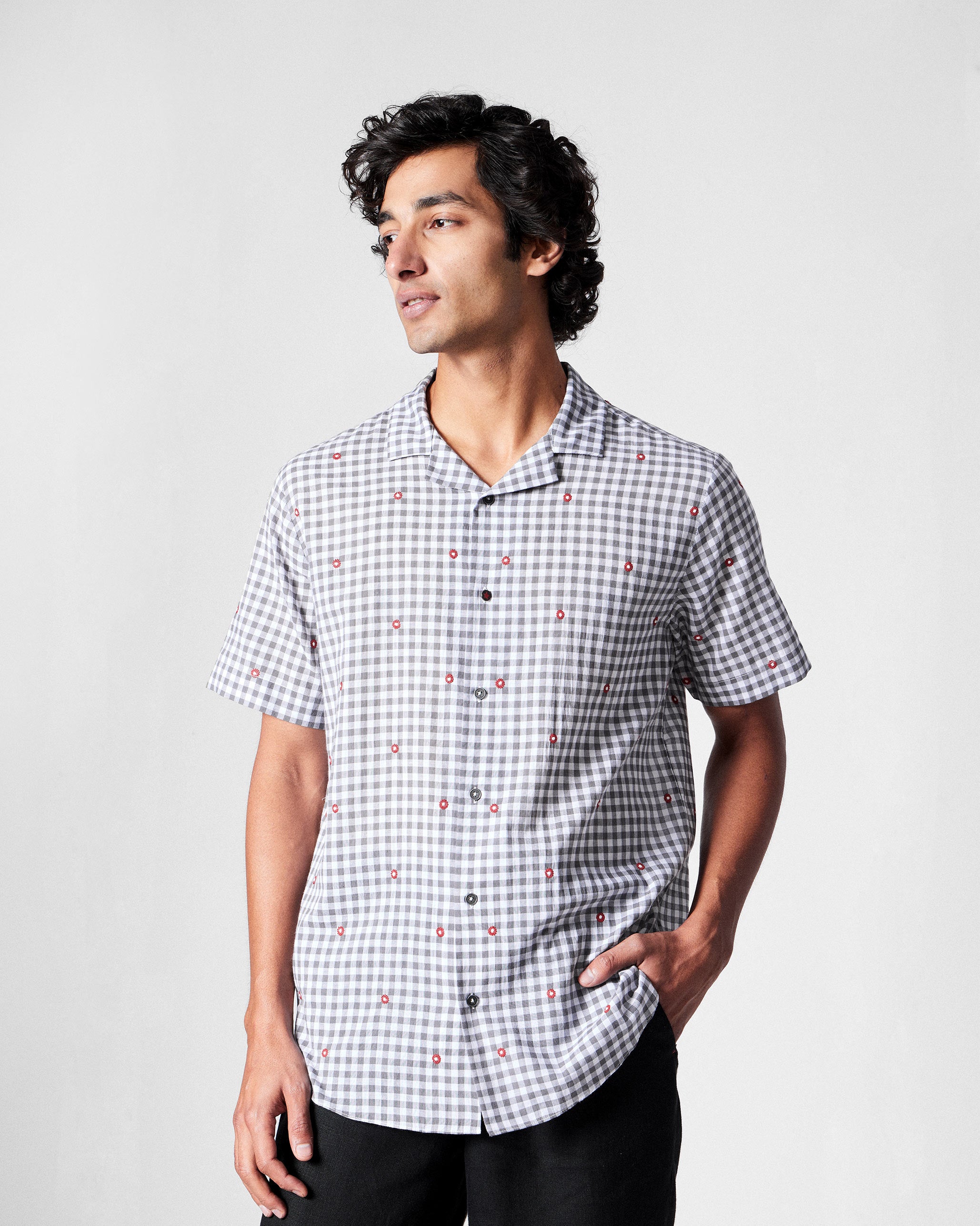 Mistari Shirt - Charcoal & Ivory Checks