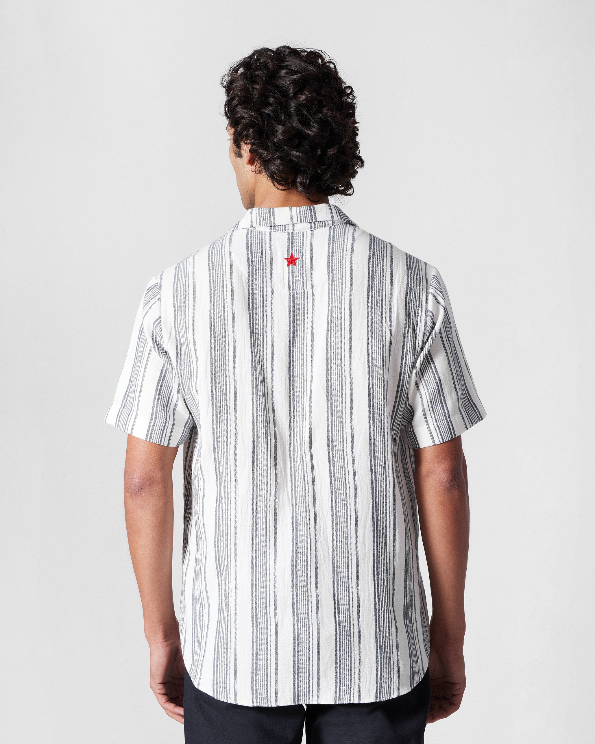 Mistari Shirt - Charcoal & Ivory Stripes